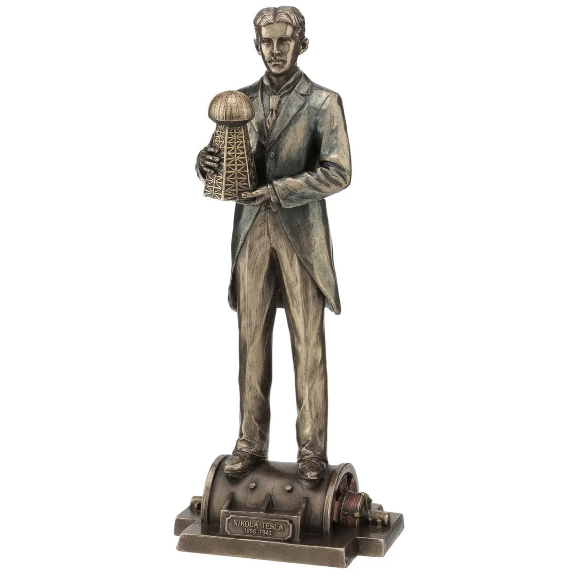 Nikola Tesla Holding a Model Of Wardenclyffe Tower. Nikola Tesla