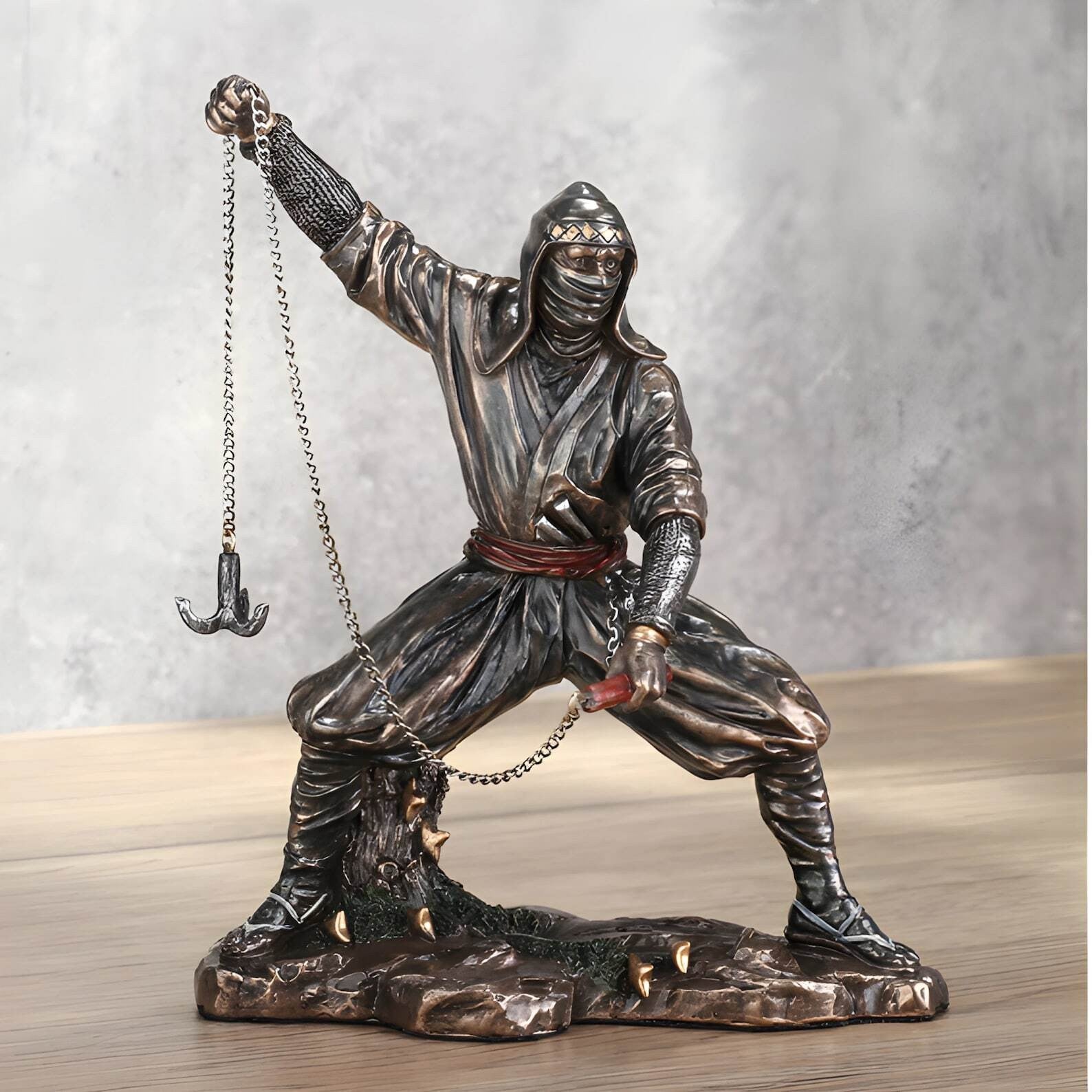 Ninja Wielding Grappling Hook Statue | Figurines & Statues