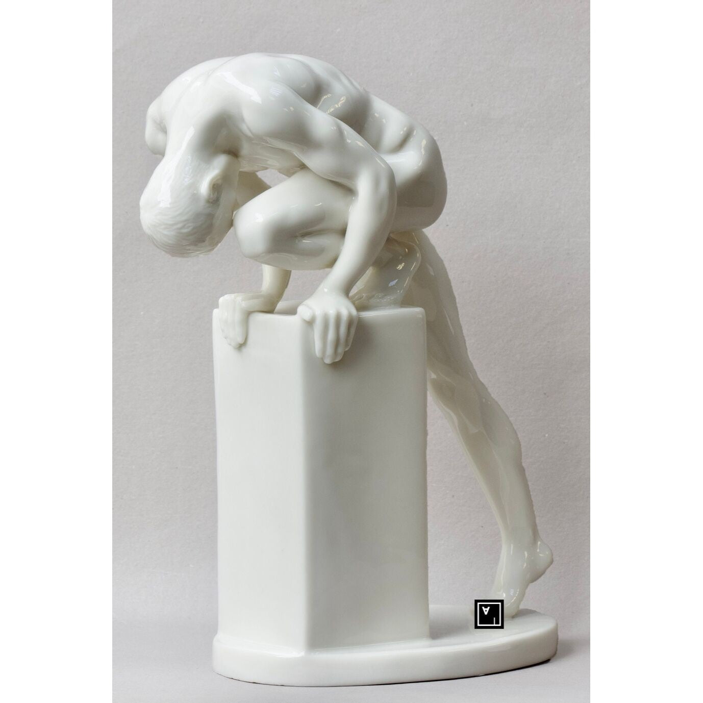 Nude Male Statue. Fine Glazed Porcelain Male Sculpture, Nude & Figurat