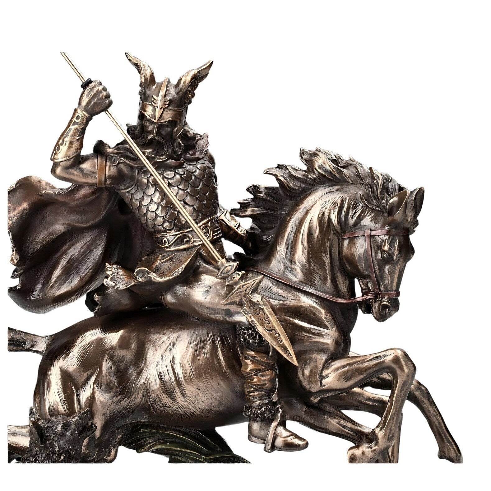 Odin riding Sleipnir with Wolf | Mythology & Deity Sculptures