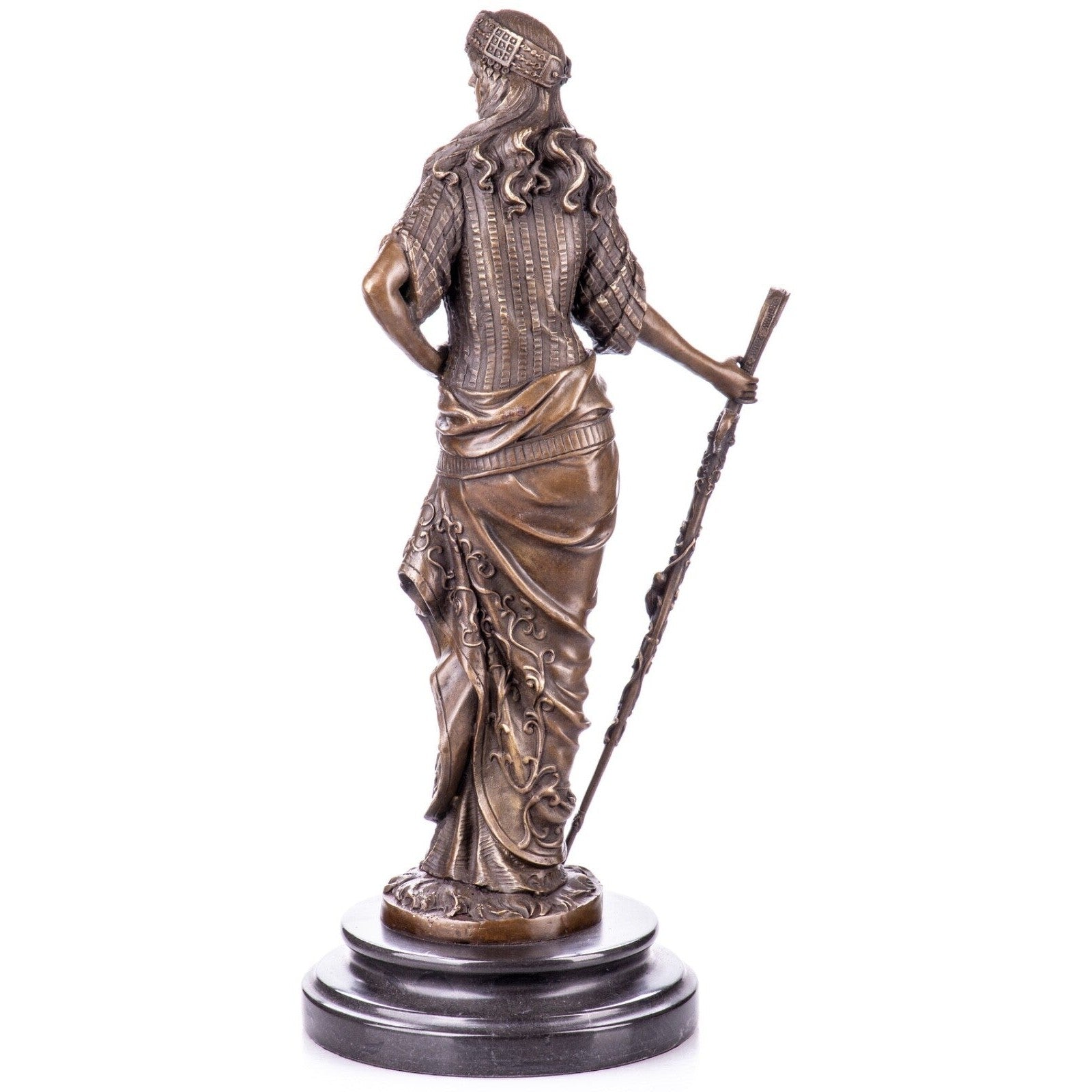 Oriental Dancer Bronze Sculpture with Staff, Dancer & Performance Scul