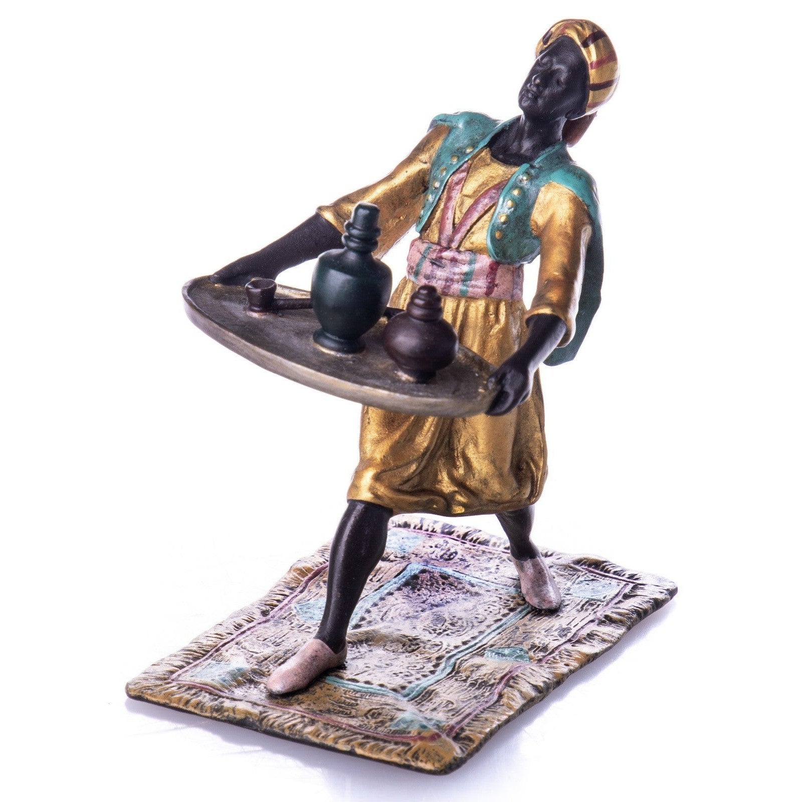 Oriental Tray Bearer Bronze Figurine | Vases & Bowls | Home Decor