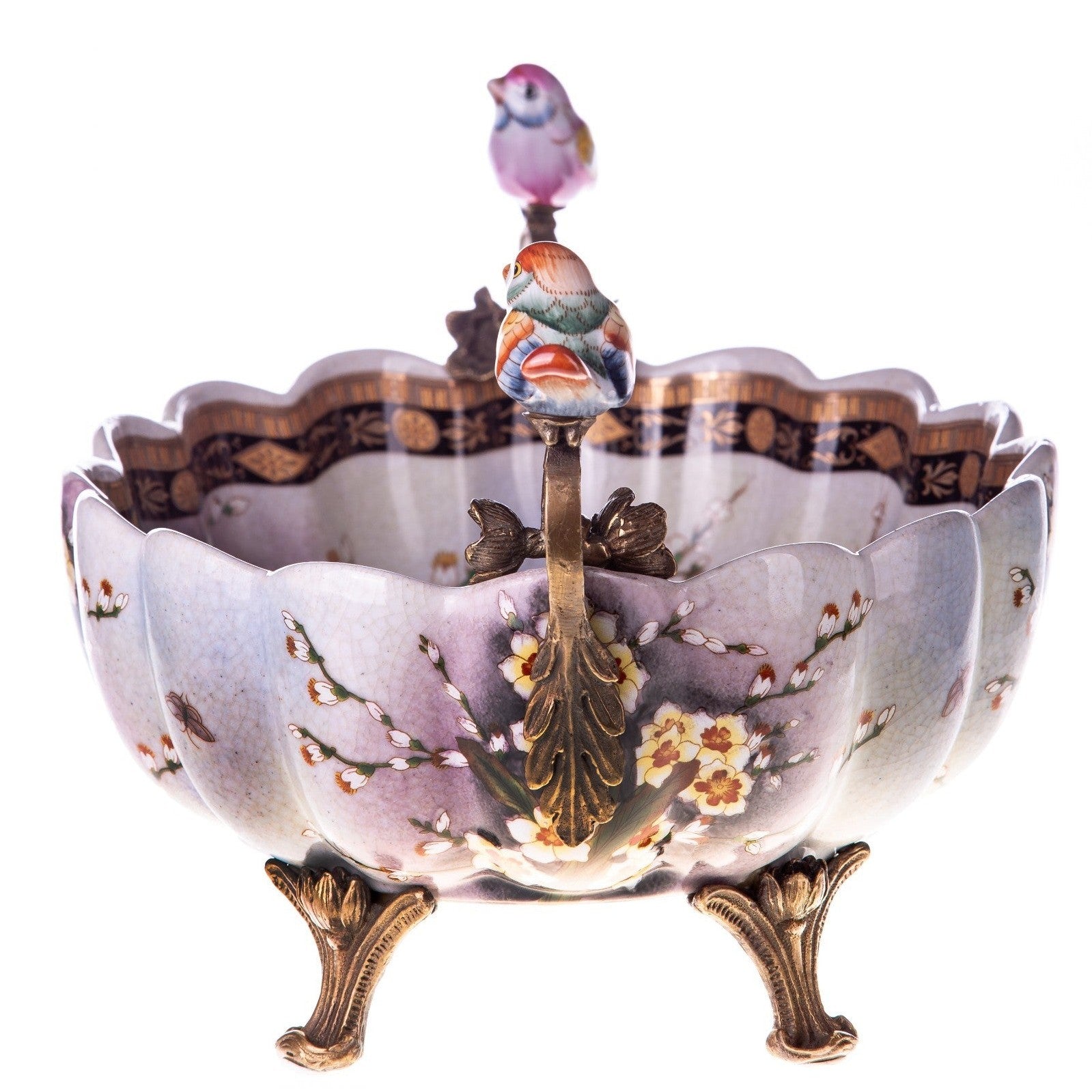 Ornate Porcelain Bowl with Bird Accents | Vases & Bowls
