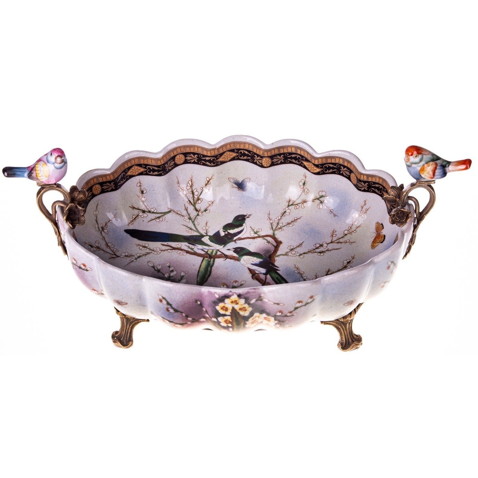 Ornate Porcelain Bowl with Bird Accents | Vases & Bowls