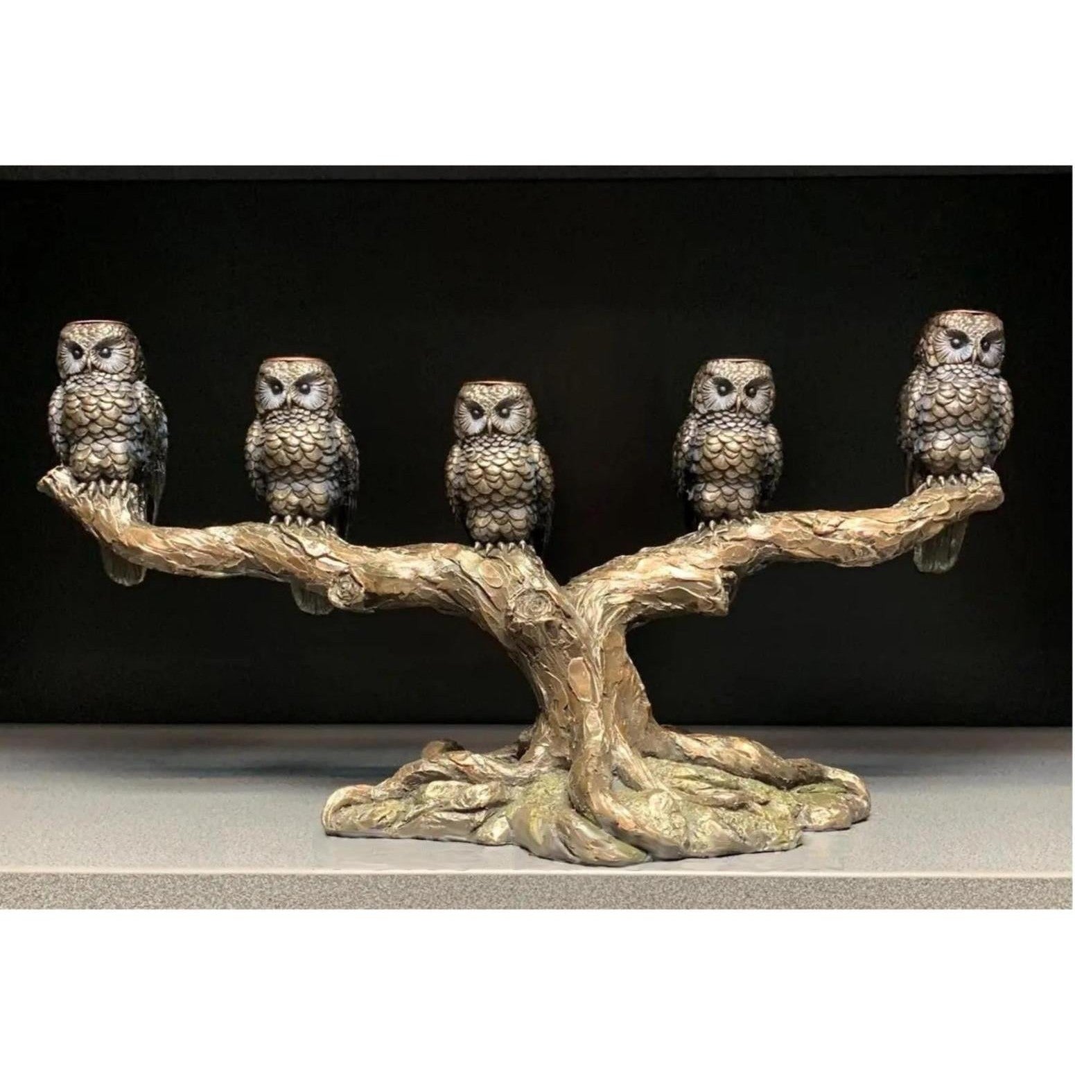 Owls on Branch Candle Holder | Lighting | Home Decor | Handcrafted