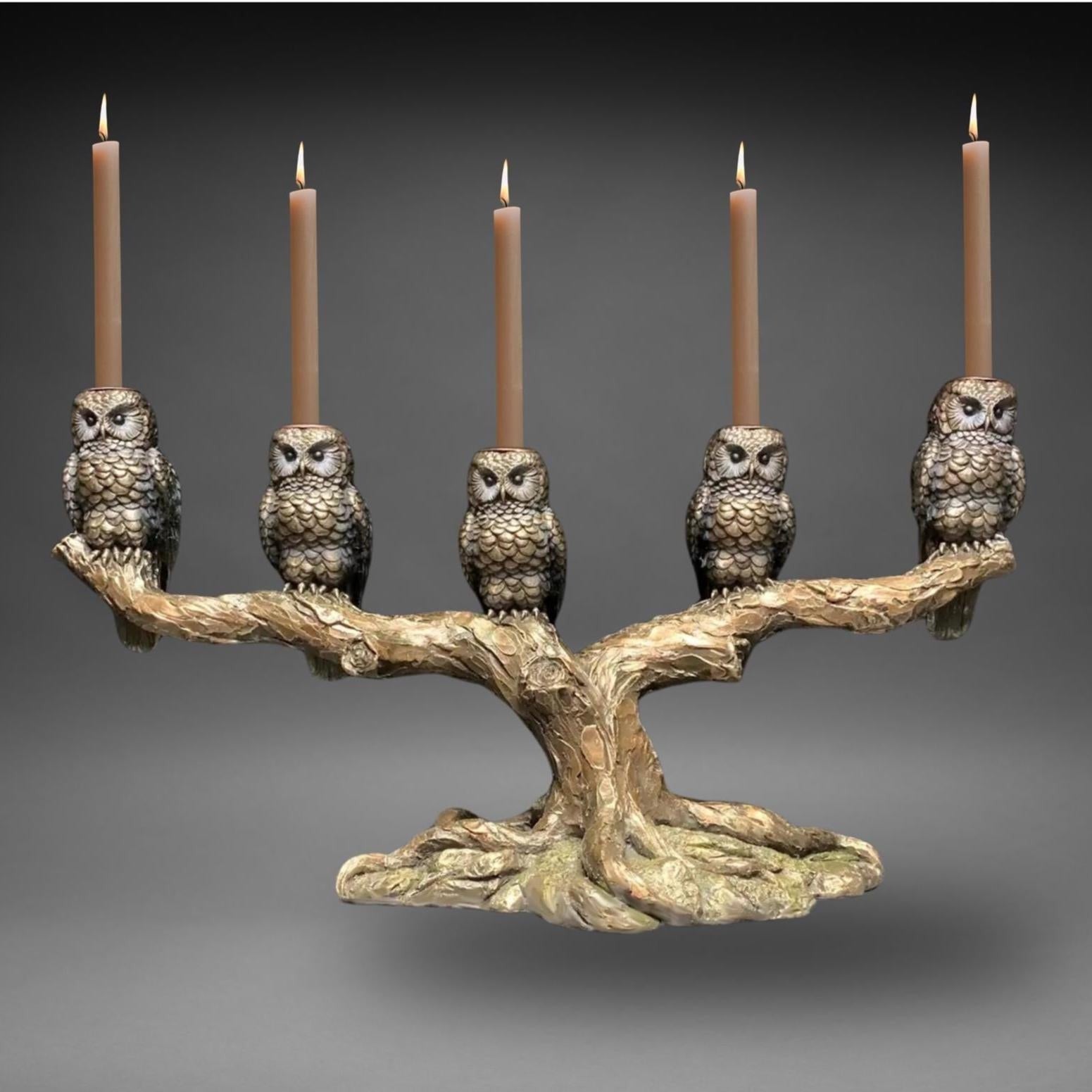 Owls on Branch Candle Holder | Lighting | Home Decor | Handcrafted