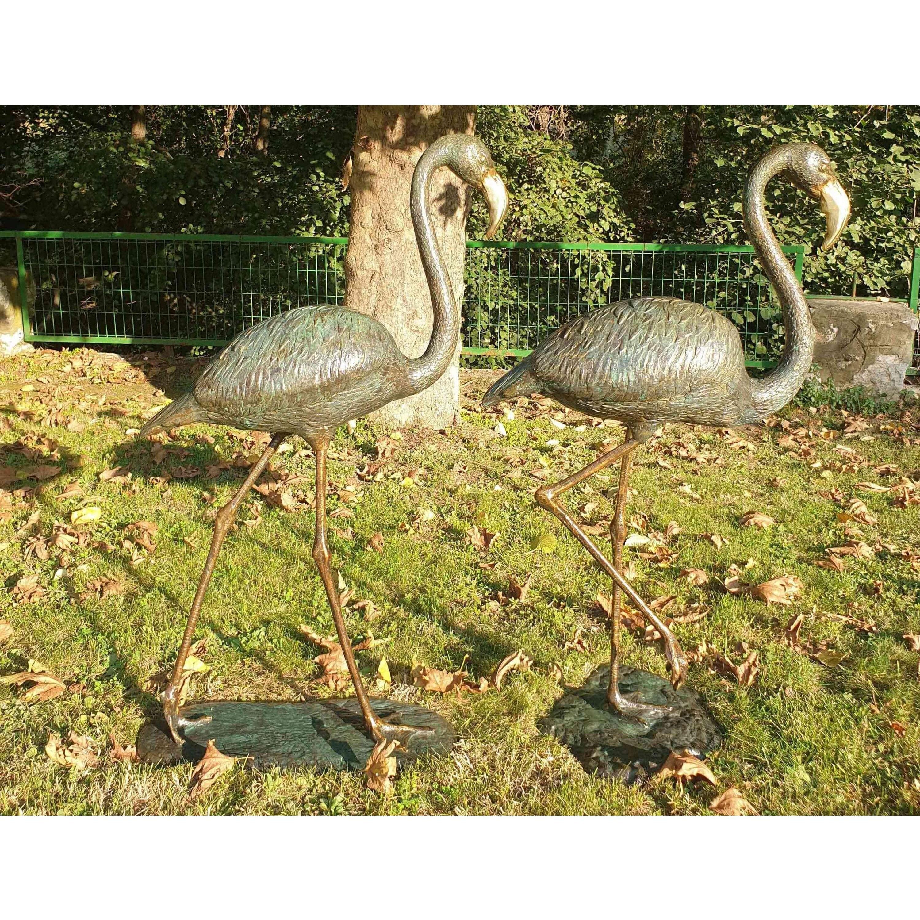 Pair of Bronze Flamingo | Animal Sculptures | Home Decor