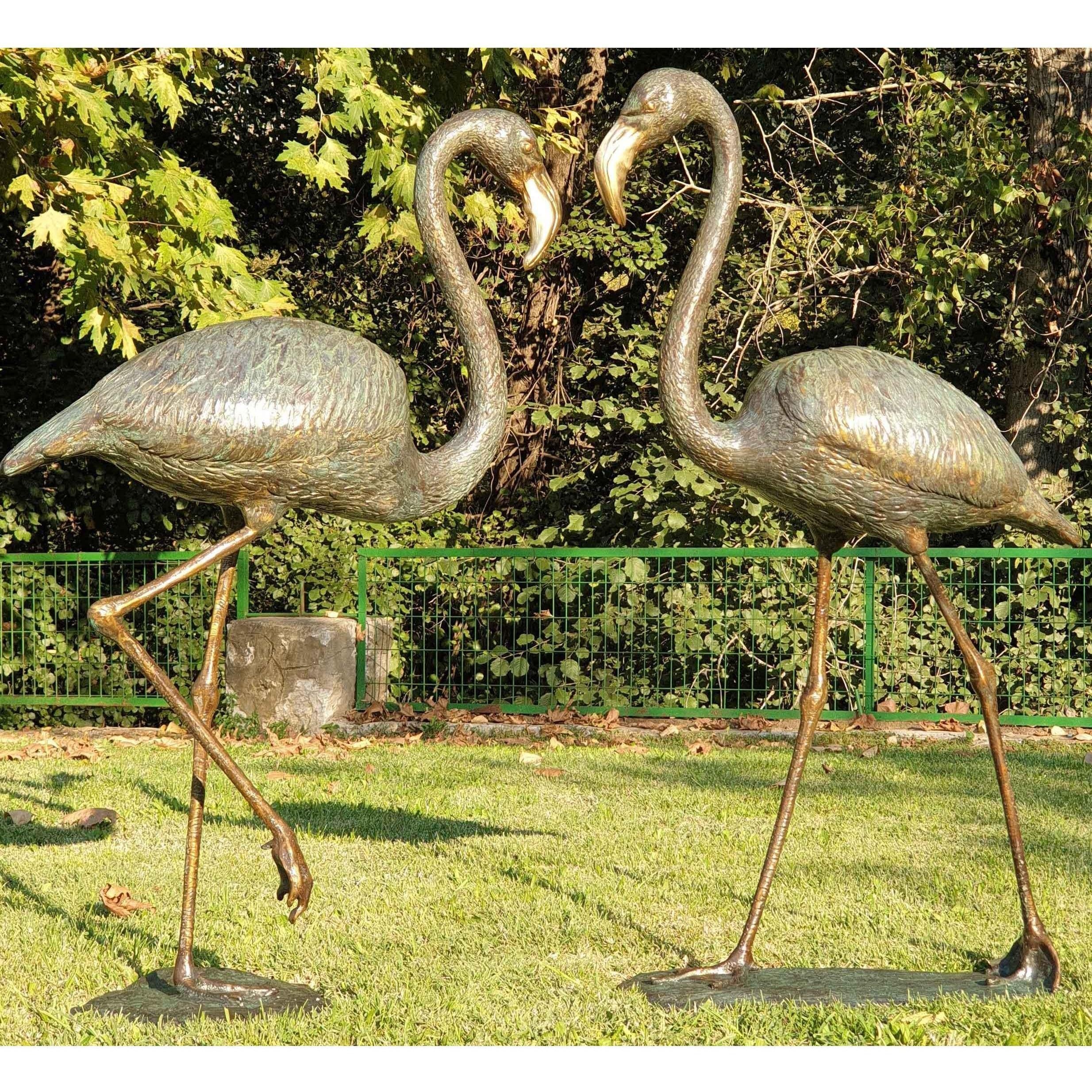 Pair of Bronze Flamingo | Animal Sculptures | Home Decor