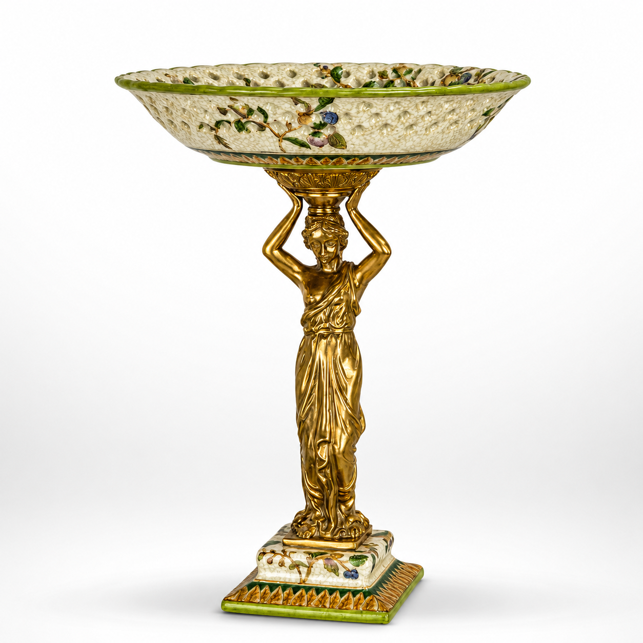 Classical Caryatid Bowl | Handcrafted Bronze Decor