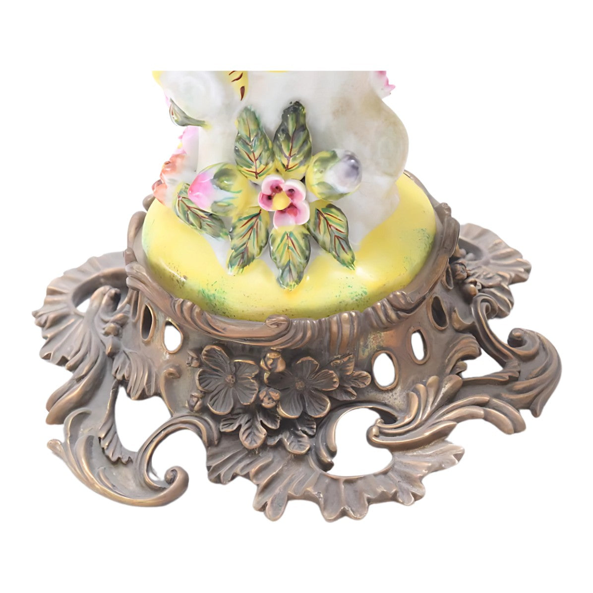 Pair of Brass Mounted Porcelain Parrot Candle Holders | Lighting