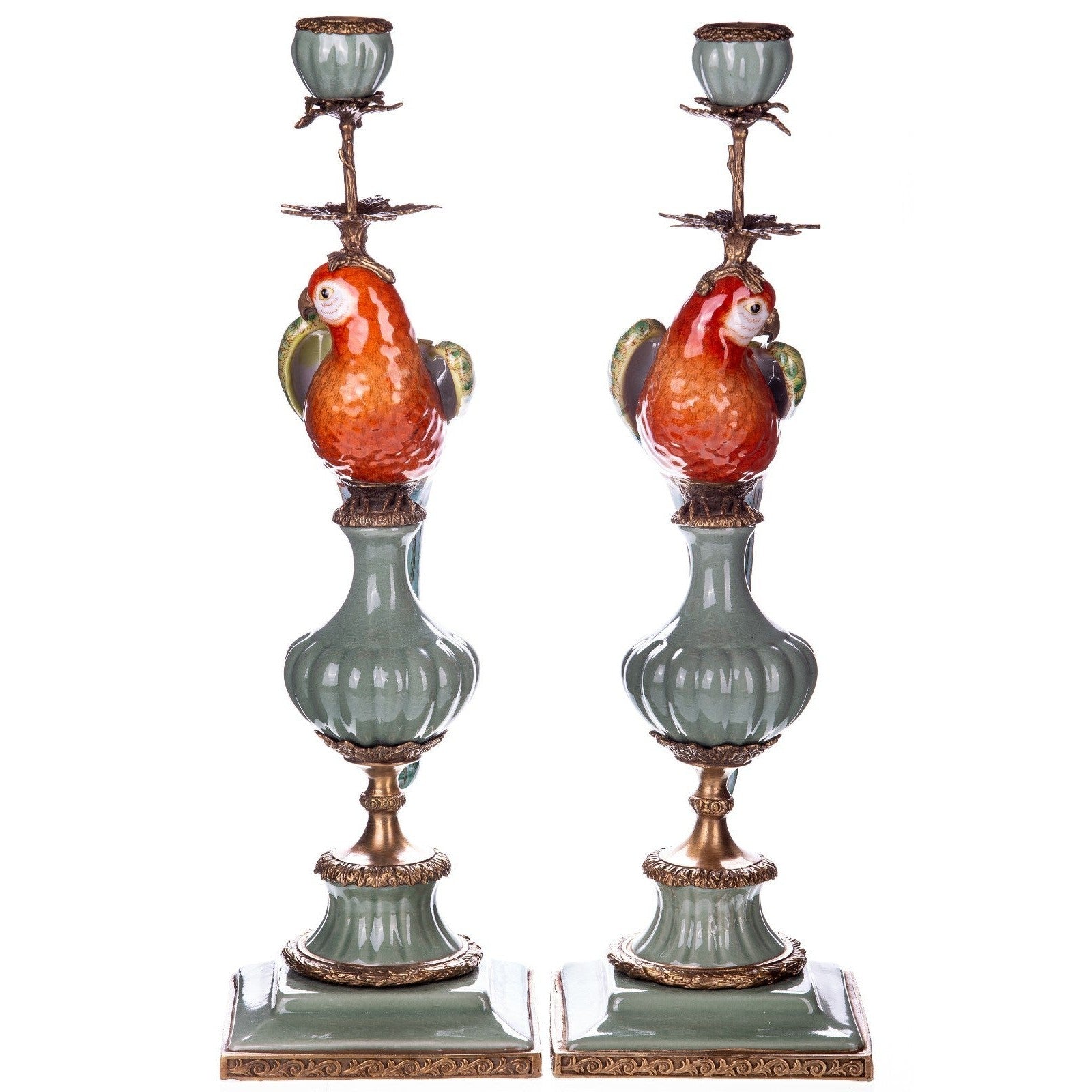 Pair of Colorful Parrot Candle Holders | Lighting | Home Decor
