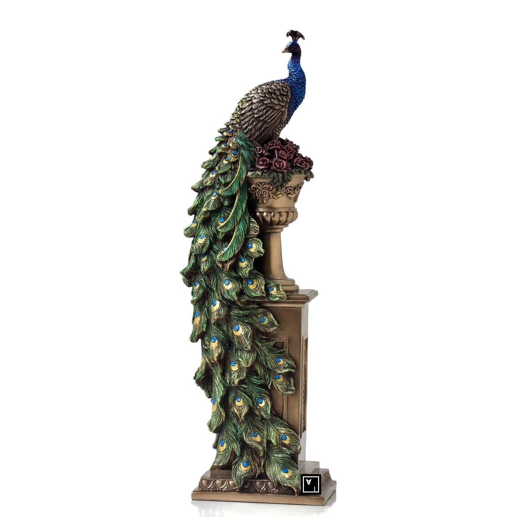 Peacock Perching on Column and Vase | Vases & Bowls | Home Decor