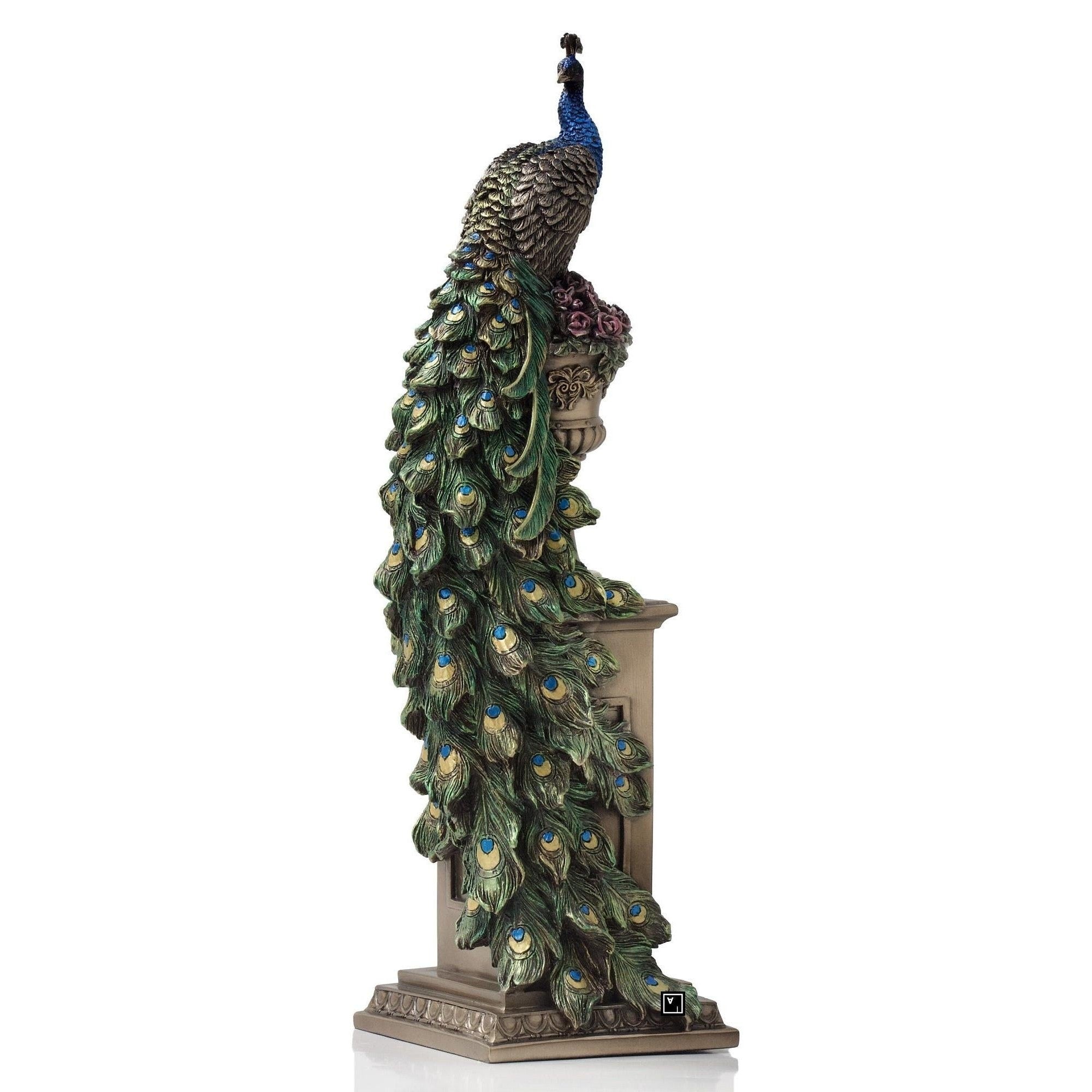 Peacock Perching on Column and Vase | Vases & Bowls | Home Decor