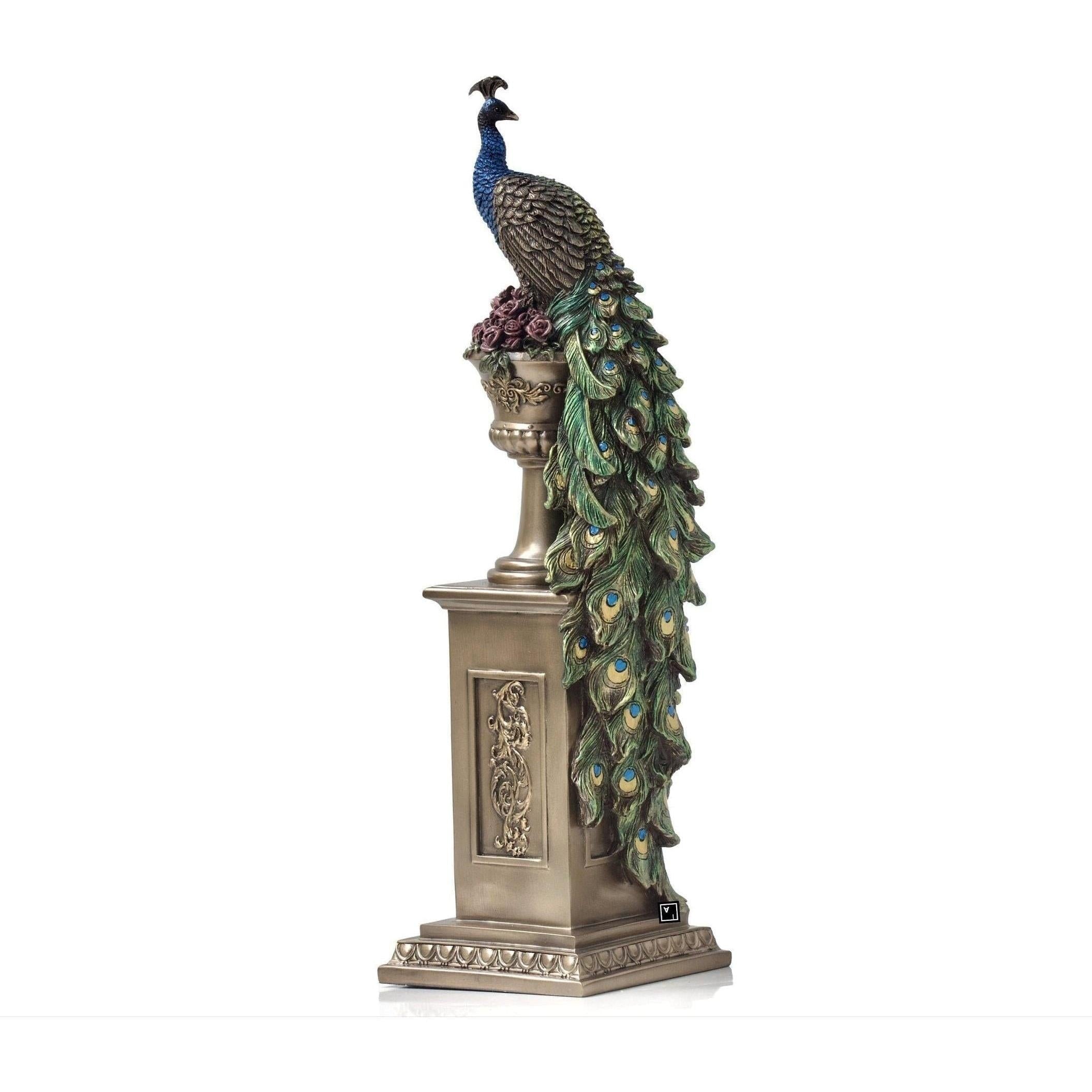 Peacock Perching on Column and Vase | Vases & Bowls | Home Decor
