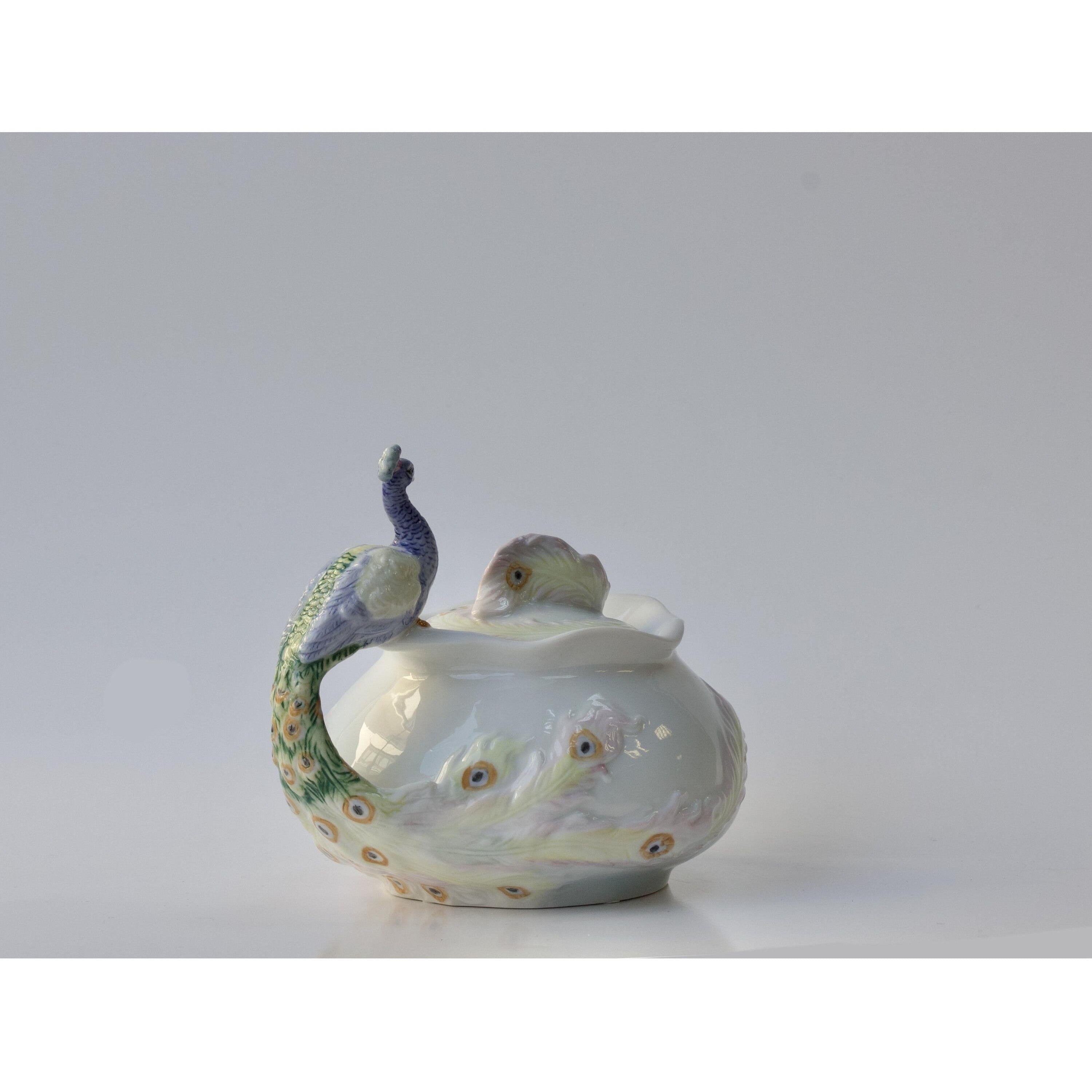 Peacock Sugar Bowl with Lid | Vases & Bowls | Home Decor