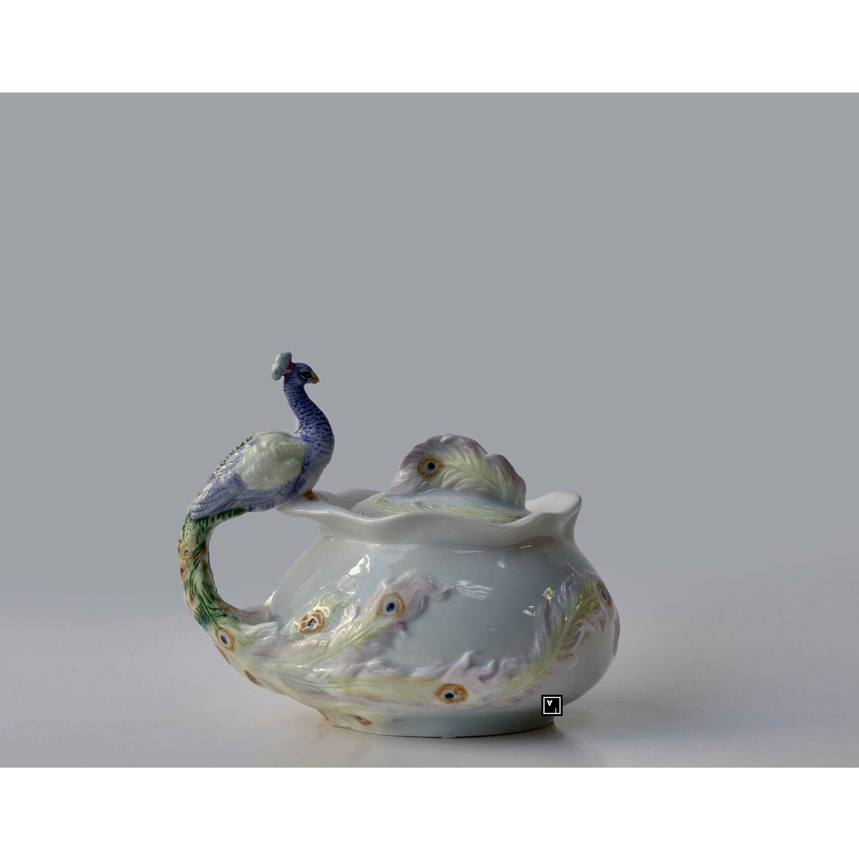 Peacock Sugar Bowl with Lid | Vases & Bowls | Home Decor