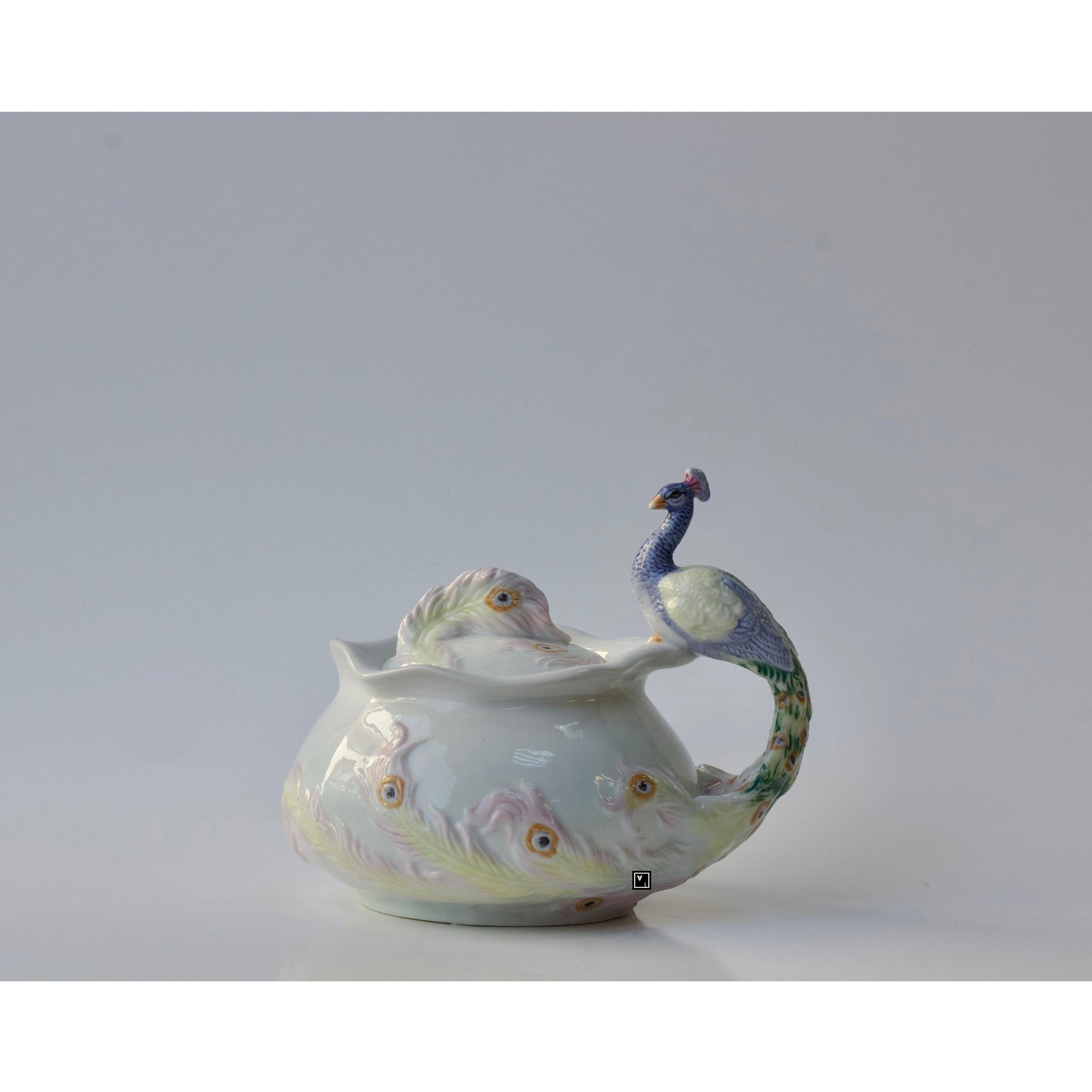 Peacock Sugar Bowl with Lid | Vases & Bowls | Home Decor