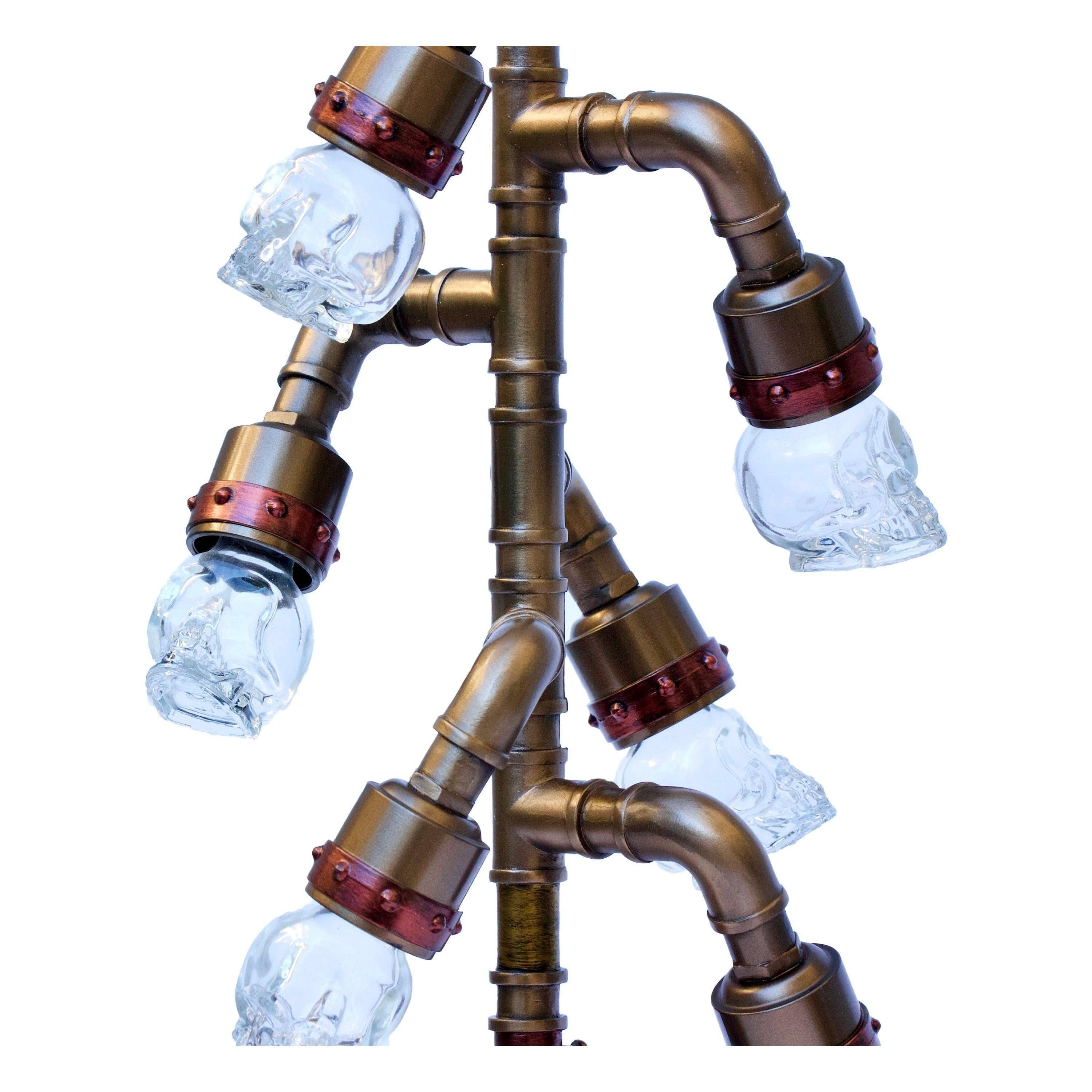 Pipework Clock Stand With Skull Bulb (LED) | Clocks | Home Decor
