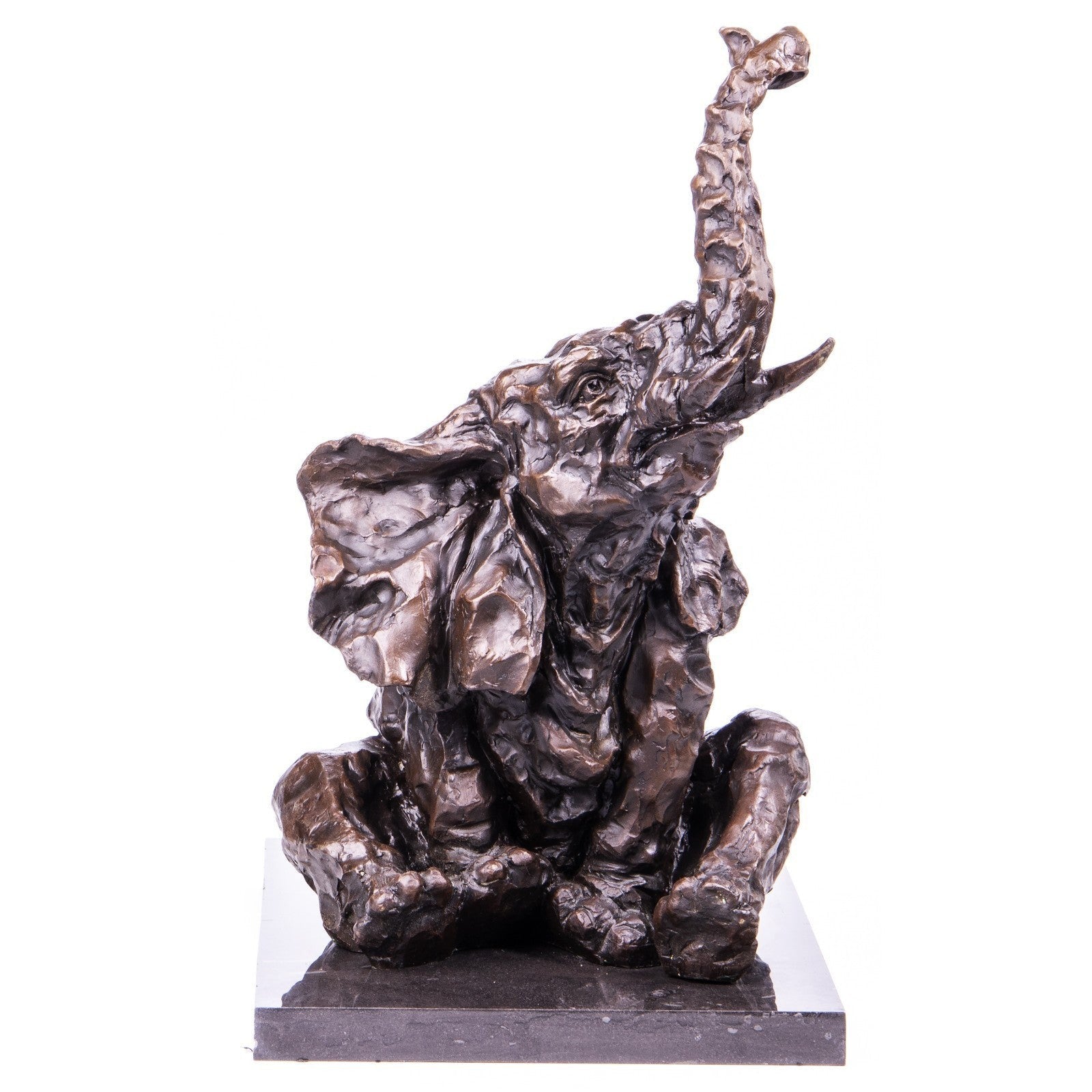 Playful Sitting Elephant Large Bronze Sculpture | Animal Sculptures