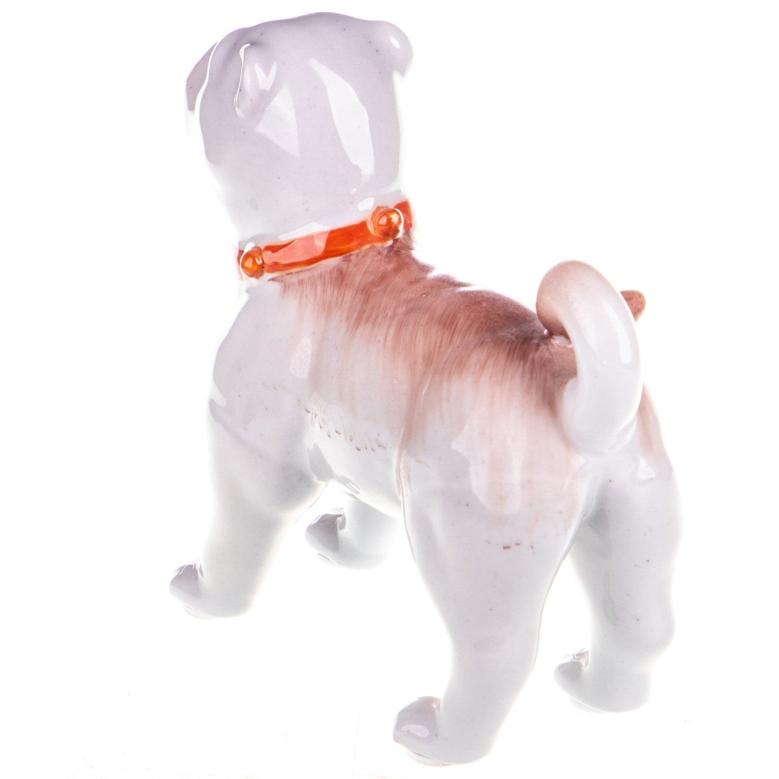 Porcelain Dog Figurine with Orange Collar | Animal Sculptures