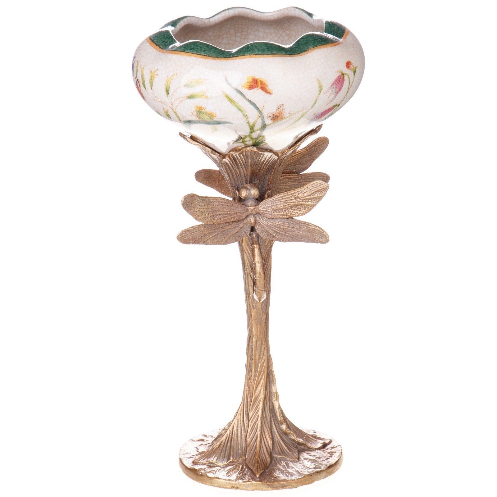 Porcelain Flower Bowl with Dragonfly Handles | Vases & Bowls