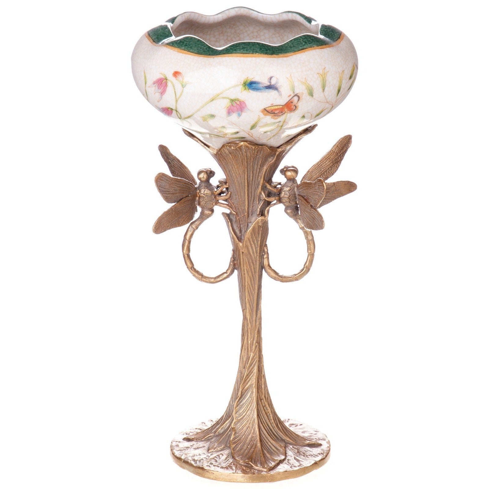 Porcelain Flower Bowl with Dragonfly Handles | Vases & Bowls