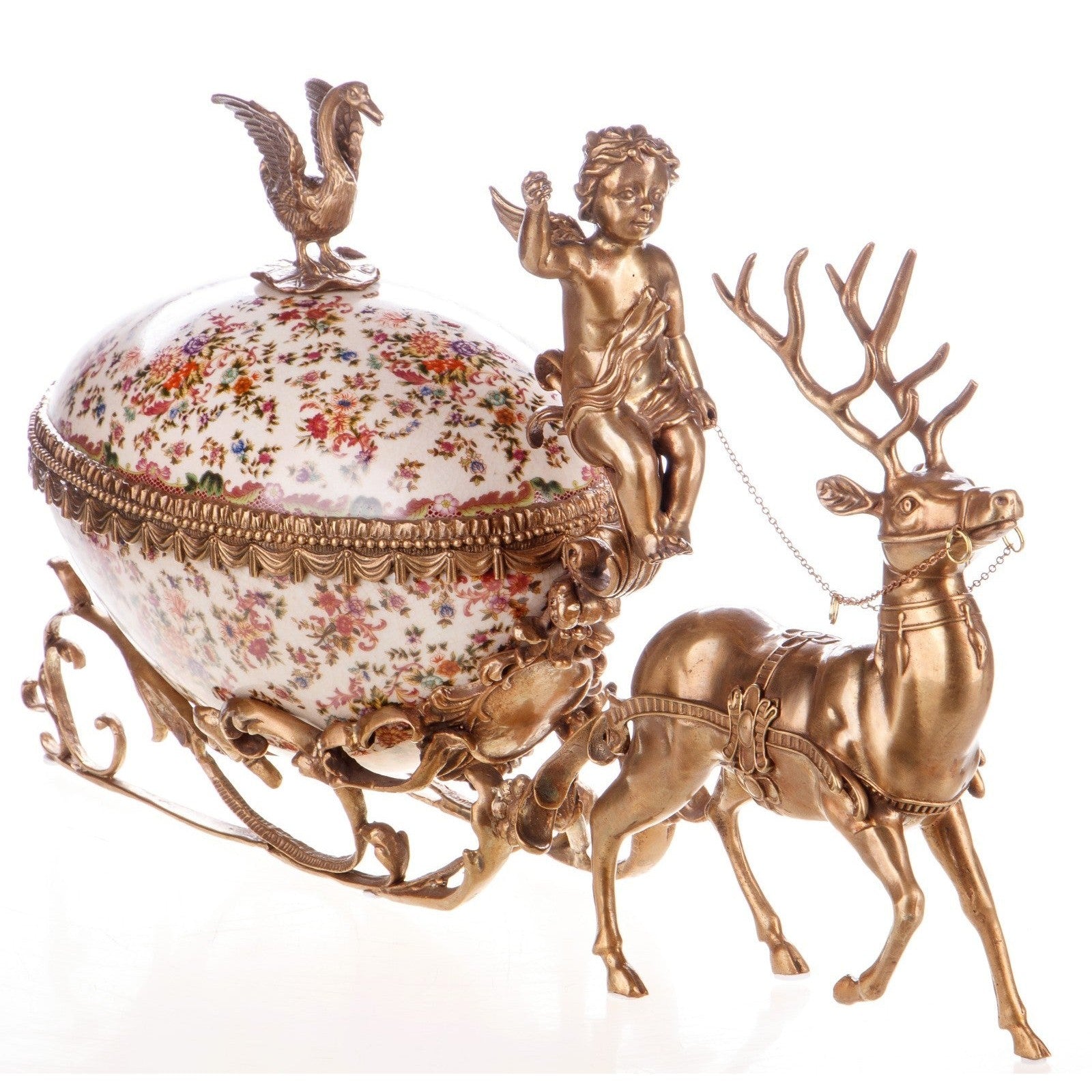 Porcelain Reindeer Sleigh Centerpiece | Vases & Bowls | Home Decor