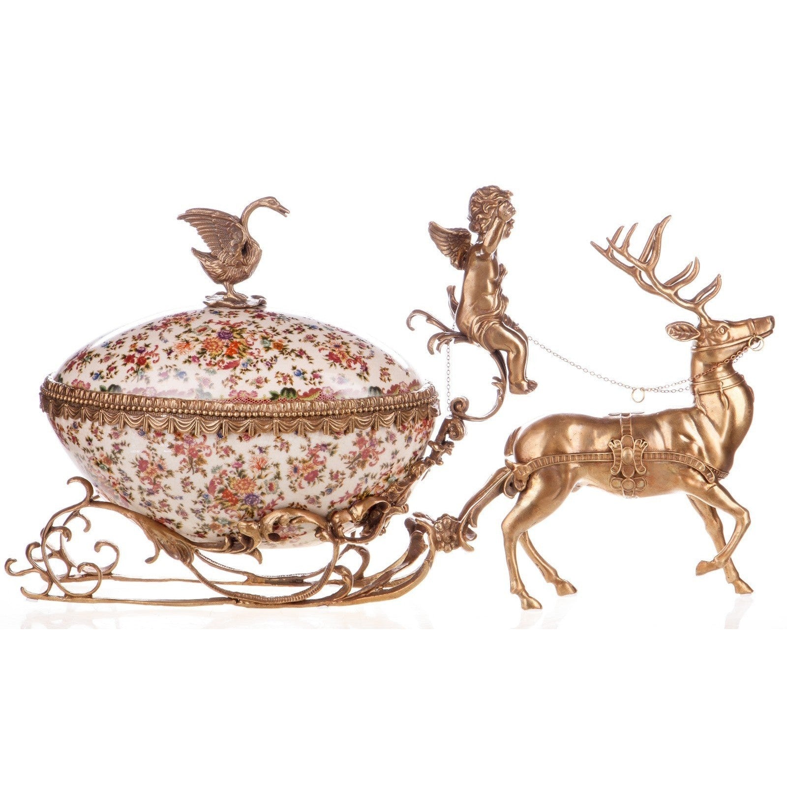 Porcelain Reindeer Sleigh Centerpiece | Vases & Bowls | Home Decor