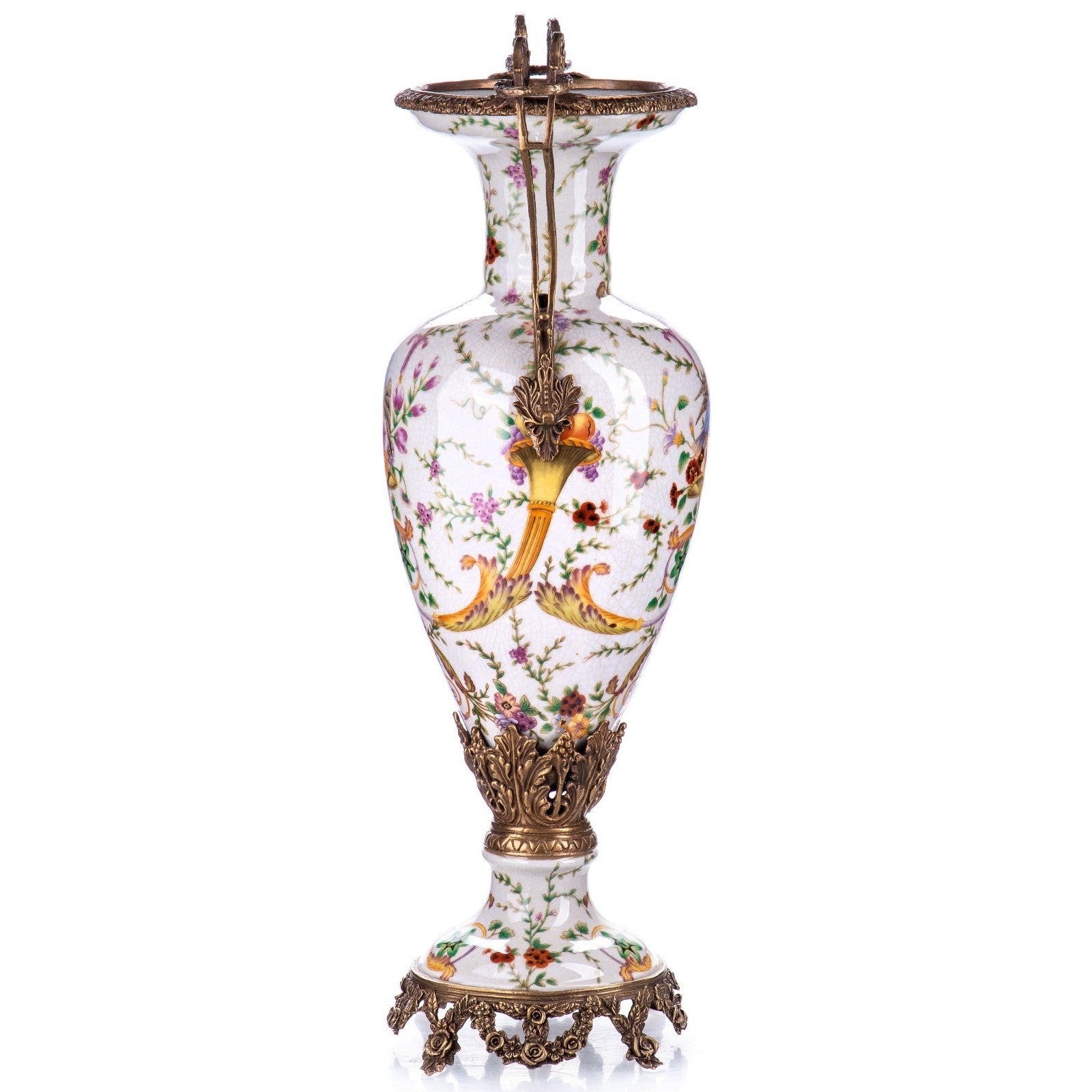 Porcelain Vase with Bird and Floral Motif and Bronze Mounts
