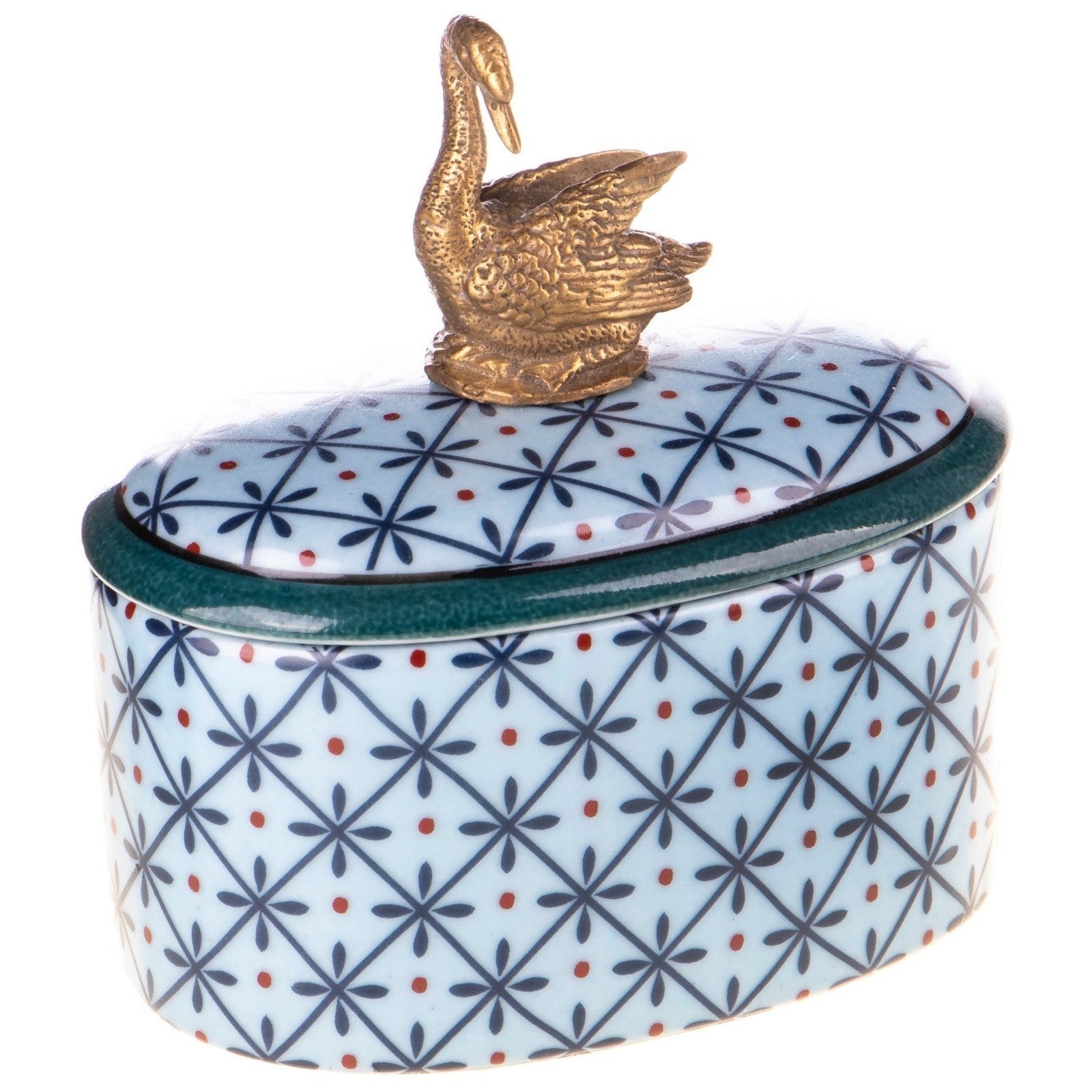 Porcelain with bronze box with swan | Animal Sculptures