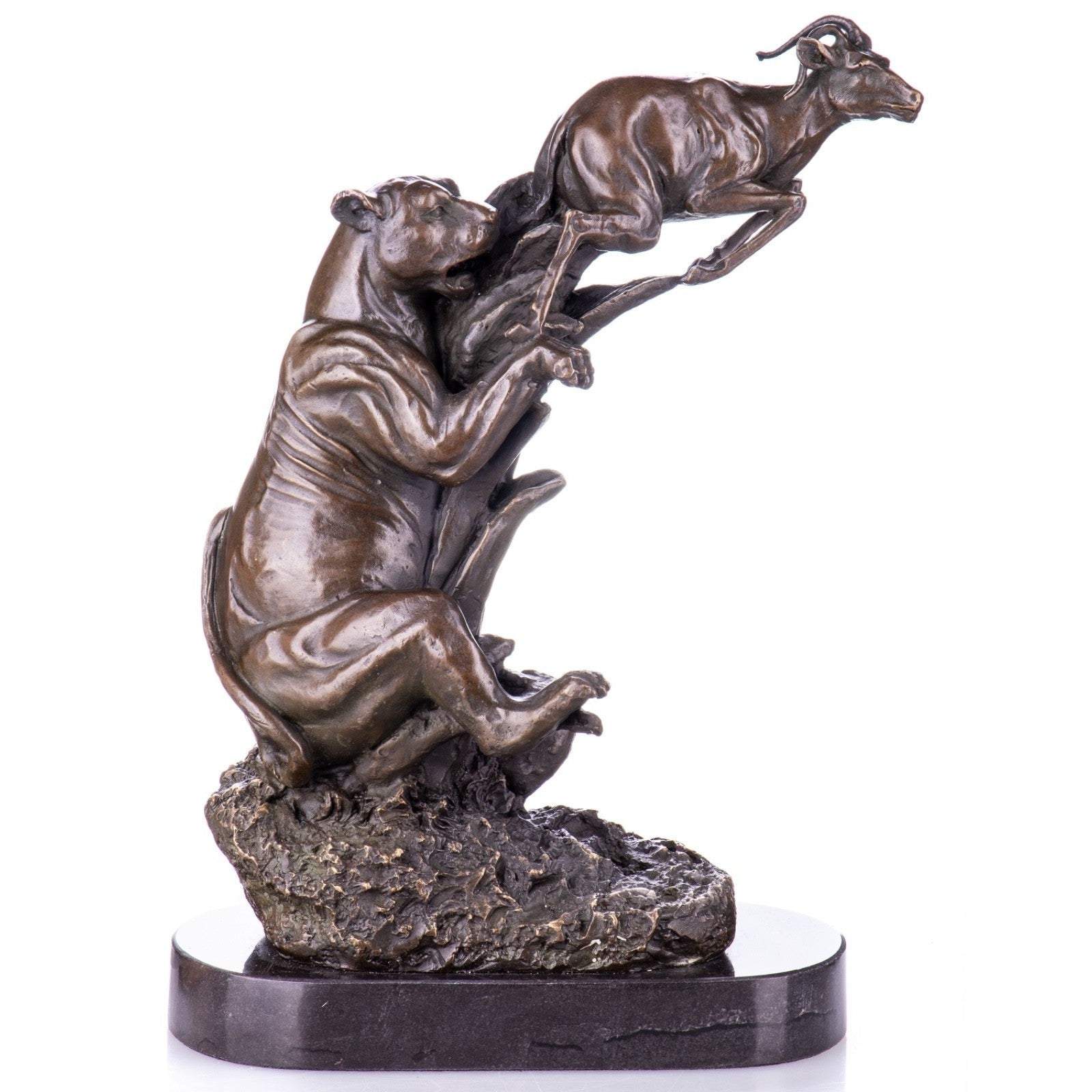 Predator and Prey in Motion Bronze Sculpture | Curios & Collectibles