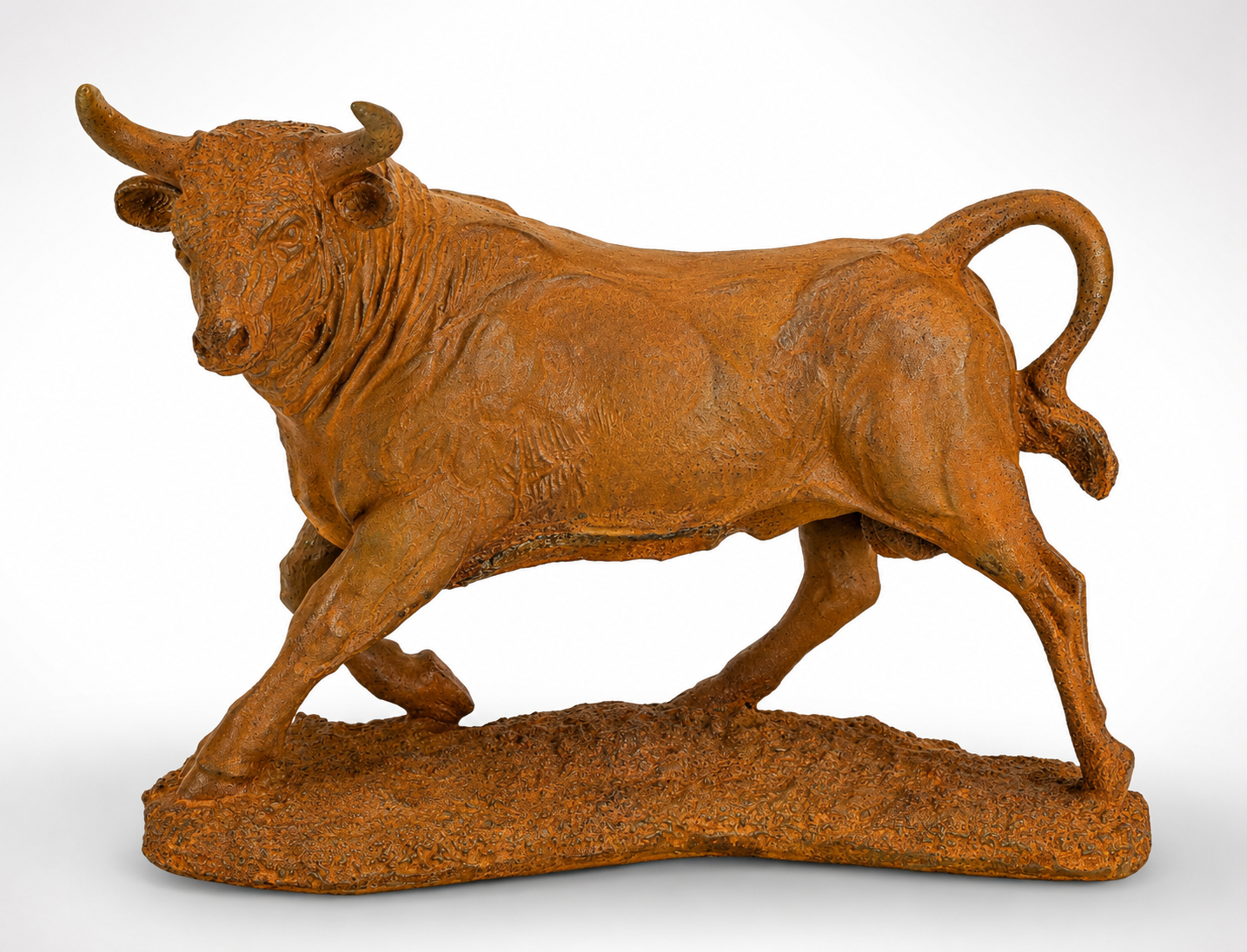 Rusty Cast Iron Figurine of a Bull | Animal Sculptures | Home Decor