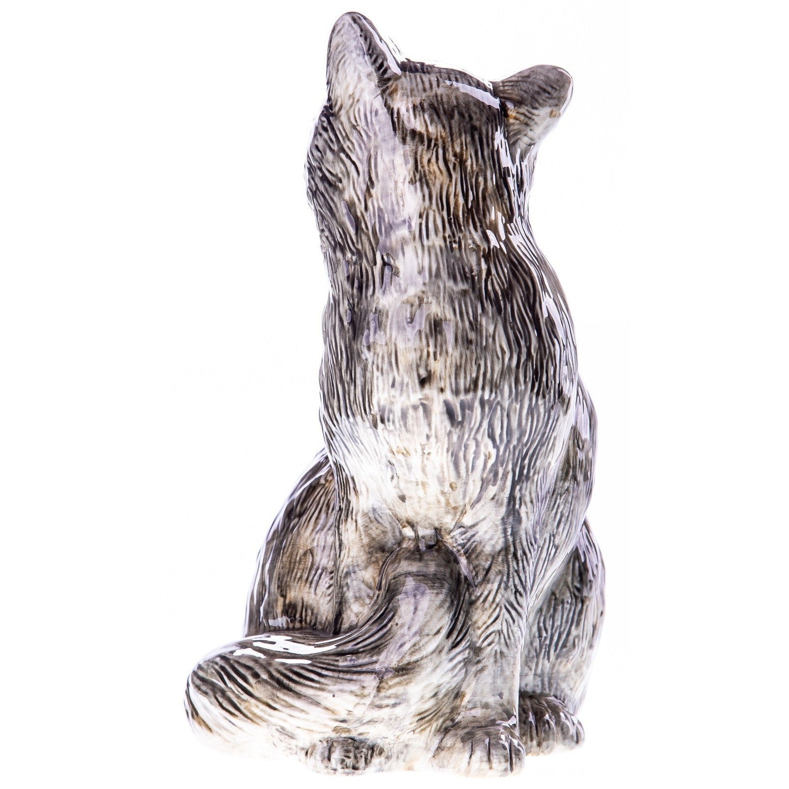 Realistic Grey Cat Ceramic Statue | Animal Sculptures | Home Decor