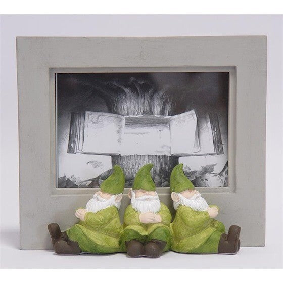 Resin Photo Frame with Three Sitting Gnomes | Mirrors & Frames