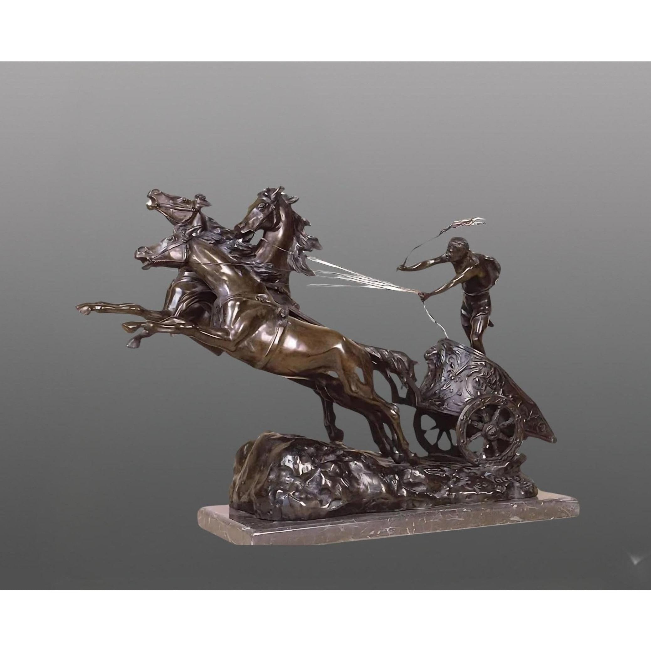 Roman Horses Chariot Riding Gladiator | Animal Sculptures