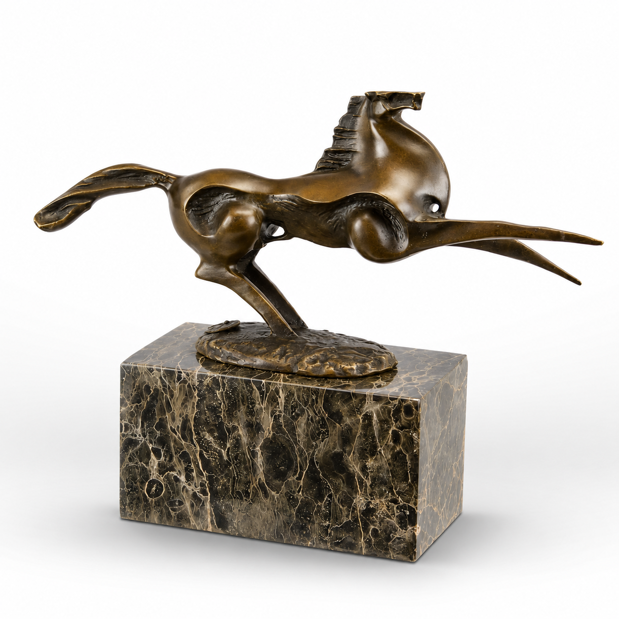 Modernist Bronze Sculpture of a Dynamic Rearing Horse, Animal Sculptur