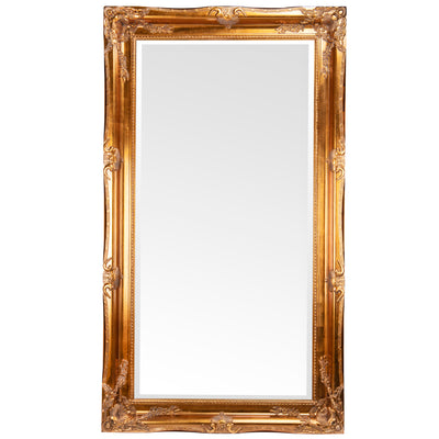 Baroque Floor Mirror with Carved Wooden Frame, Bevelled Glass 210 cm