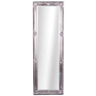 Tall Baroque Silver Mirror Frame | Handcrafted Metal Decor
