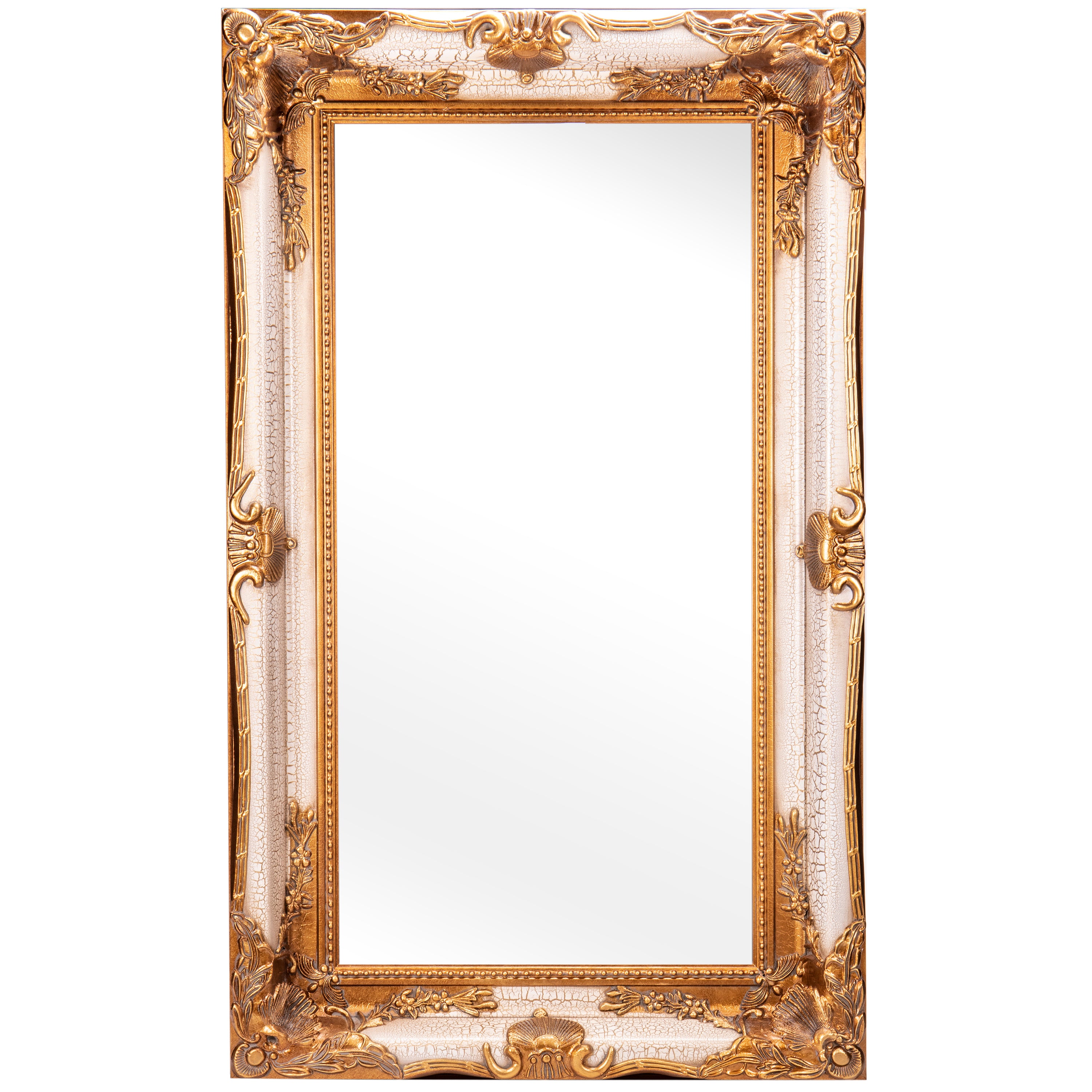Baroque Wall Mirror with Wooden Frame, Bevelled Glass 150 cm (B)