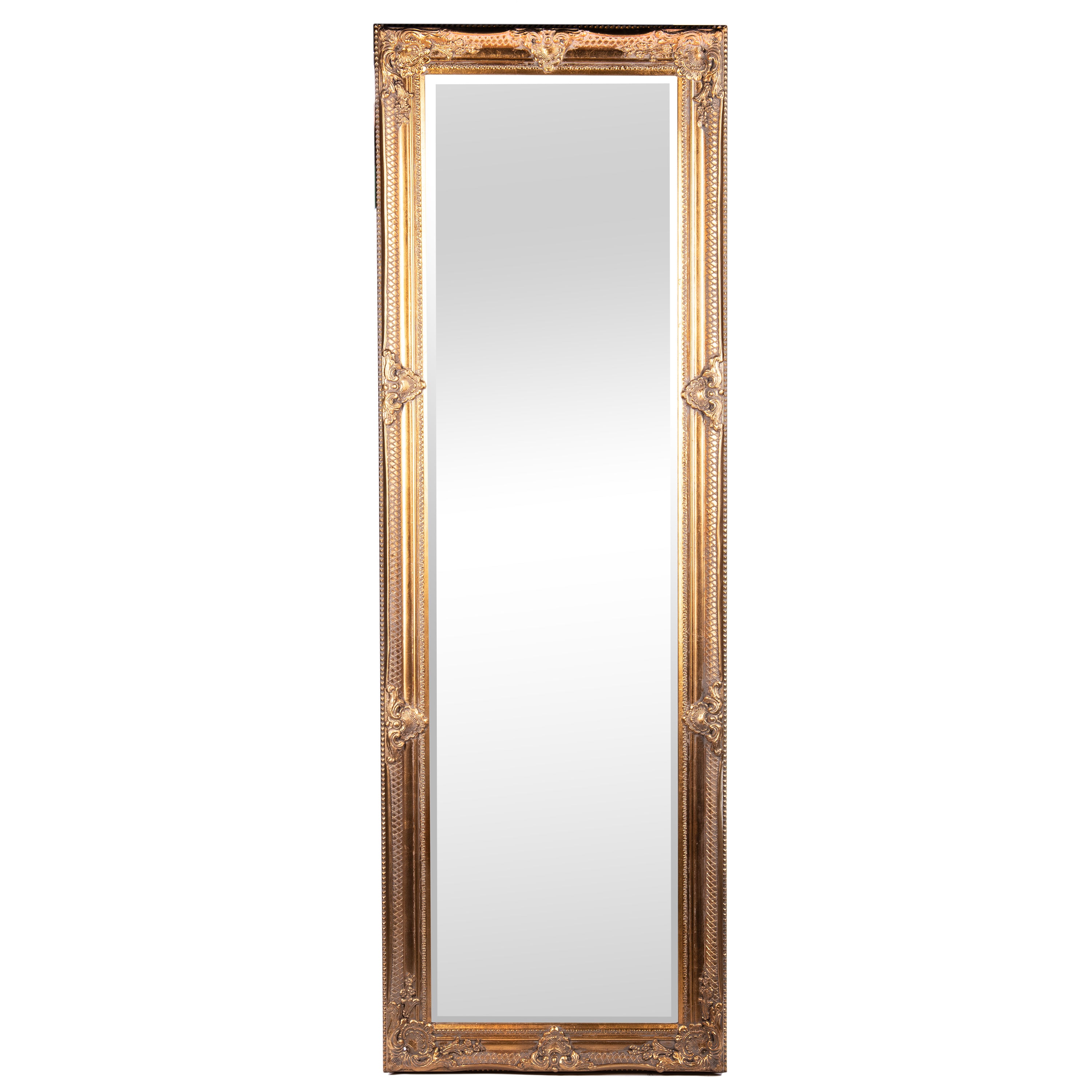 Baroque Horizontal Wall Mirror with Wooden Frame, Bevelled Glass
