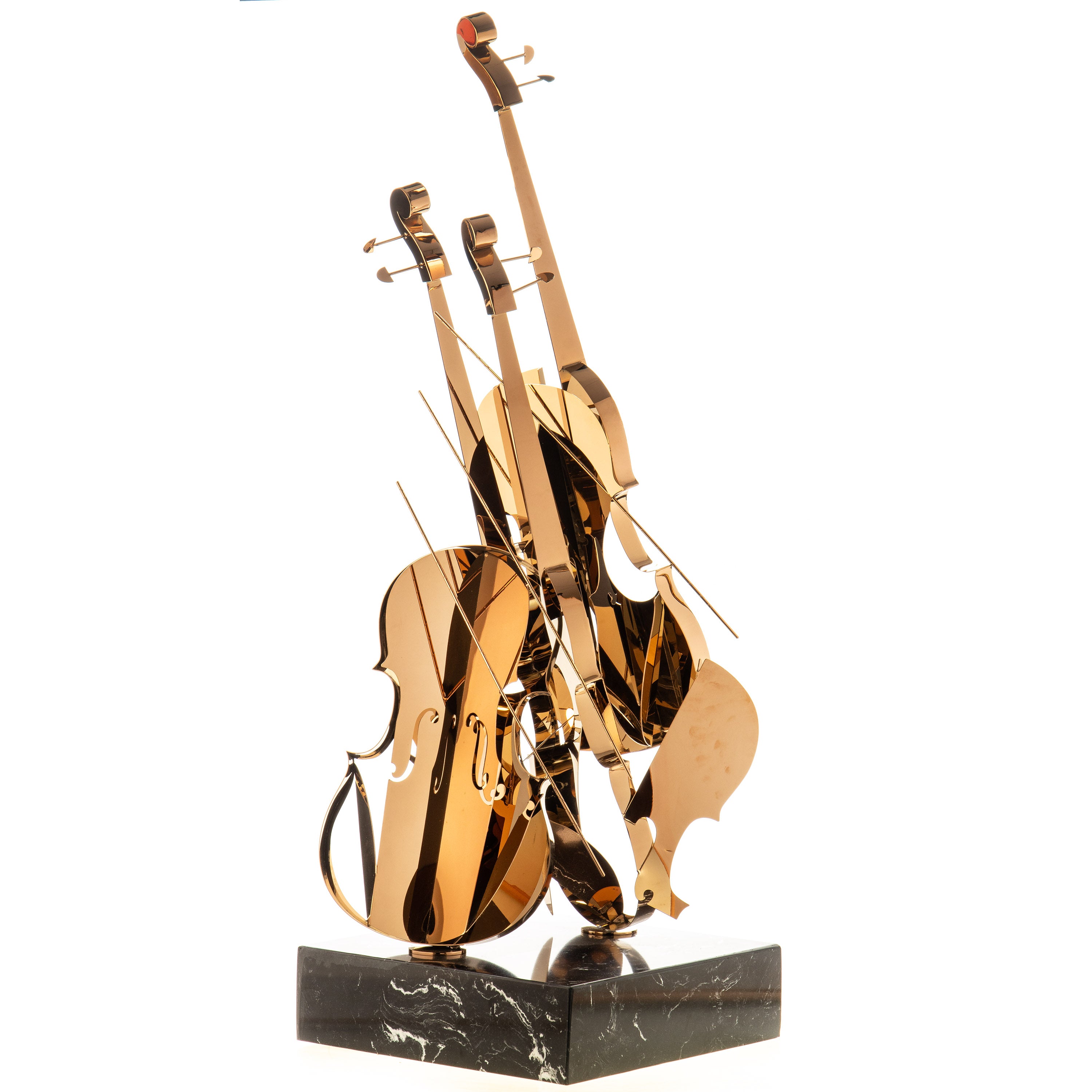 Violin Stainless Steel Sculpture, Rose Gold Chrome – Modern Art