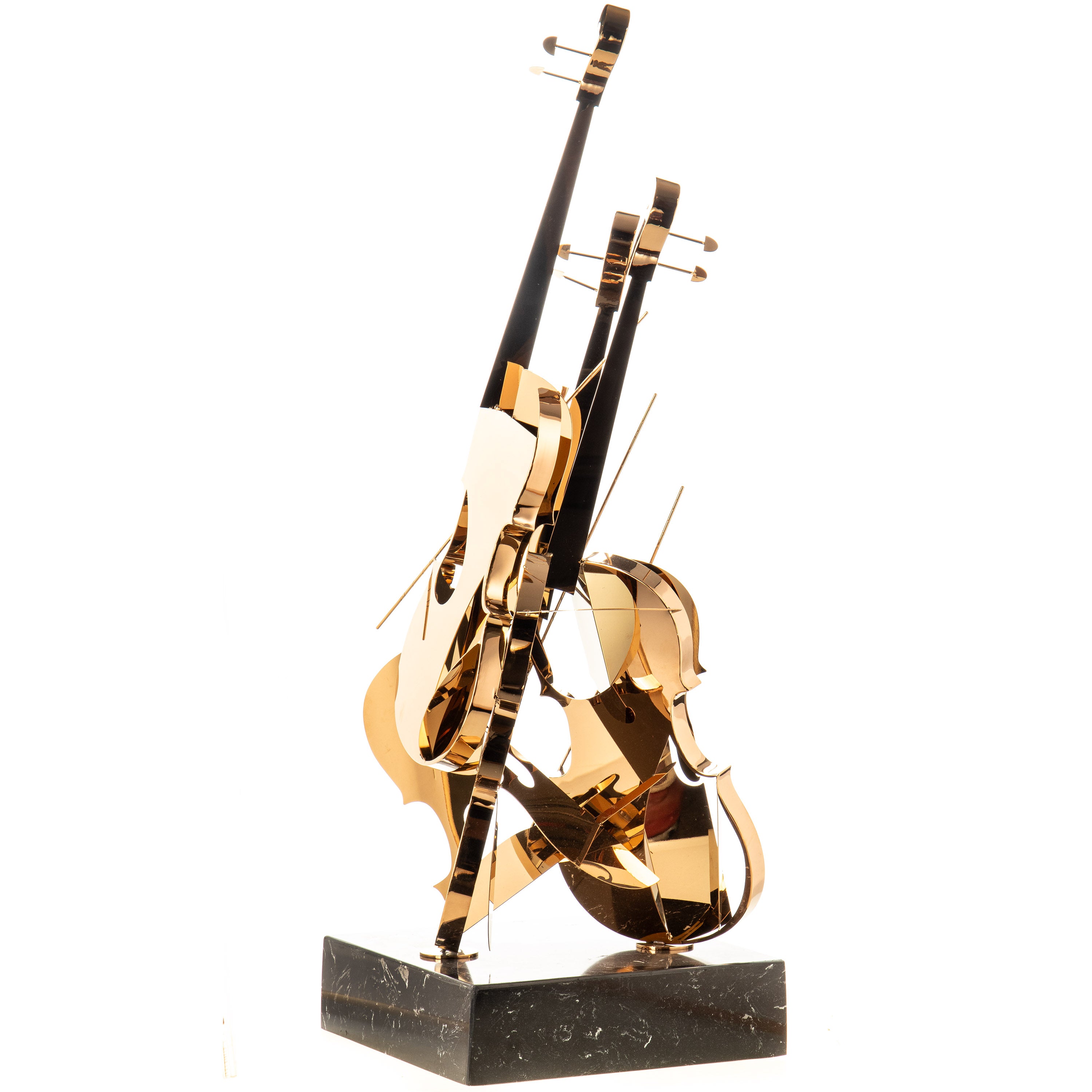 Violin Stainless Steel Sculpture, Rose Gold Chrome – Modern Art