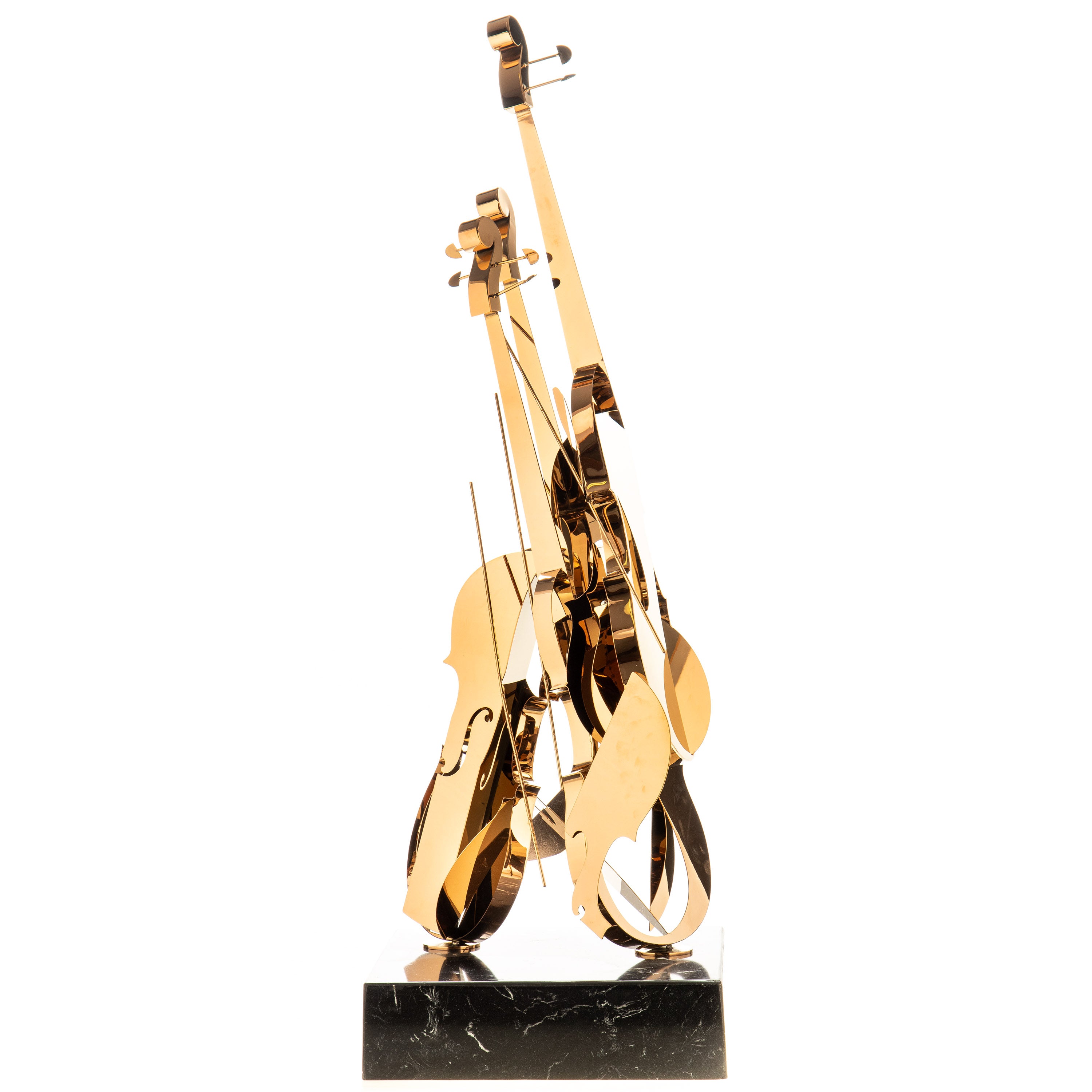 Violin Stainless Steel Sculpture, Rose Gold Chrome – Modern Art