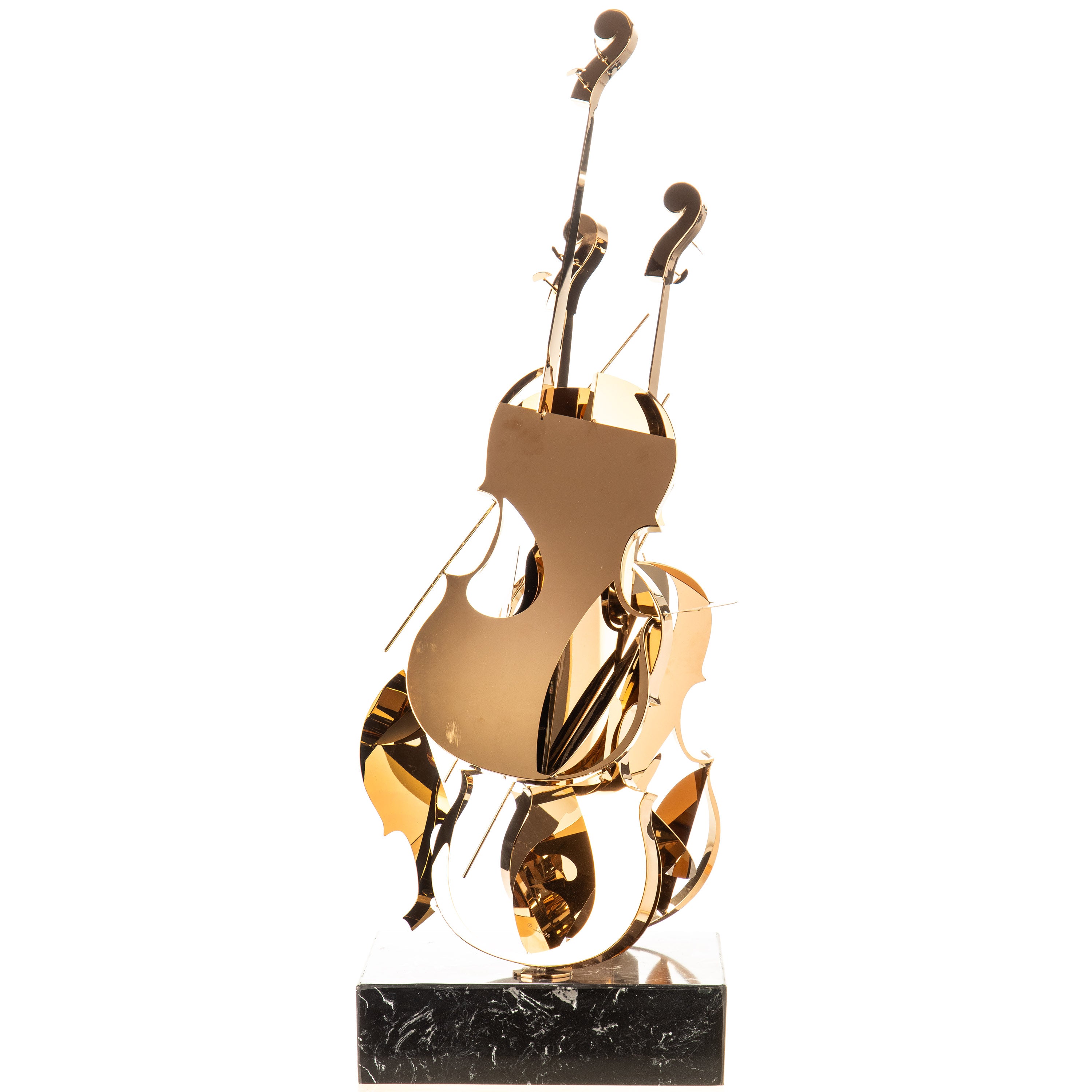 Violin Stainless Steel Sculpture, Rose Gold Chrome – Modern Art