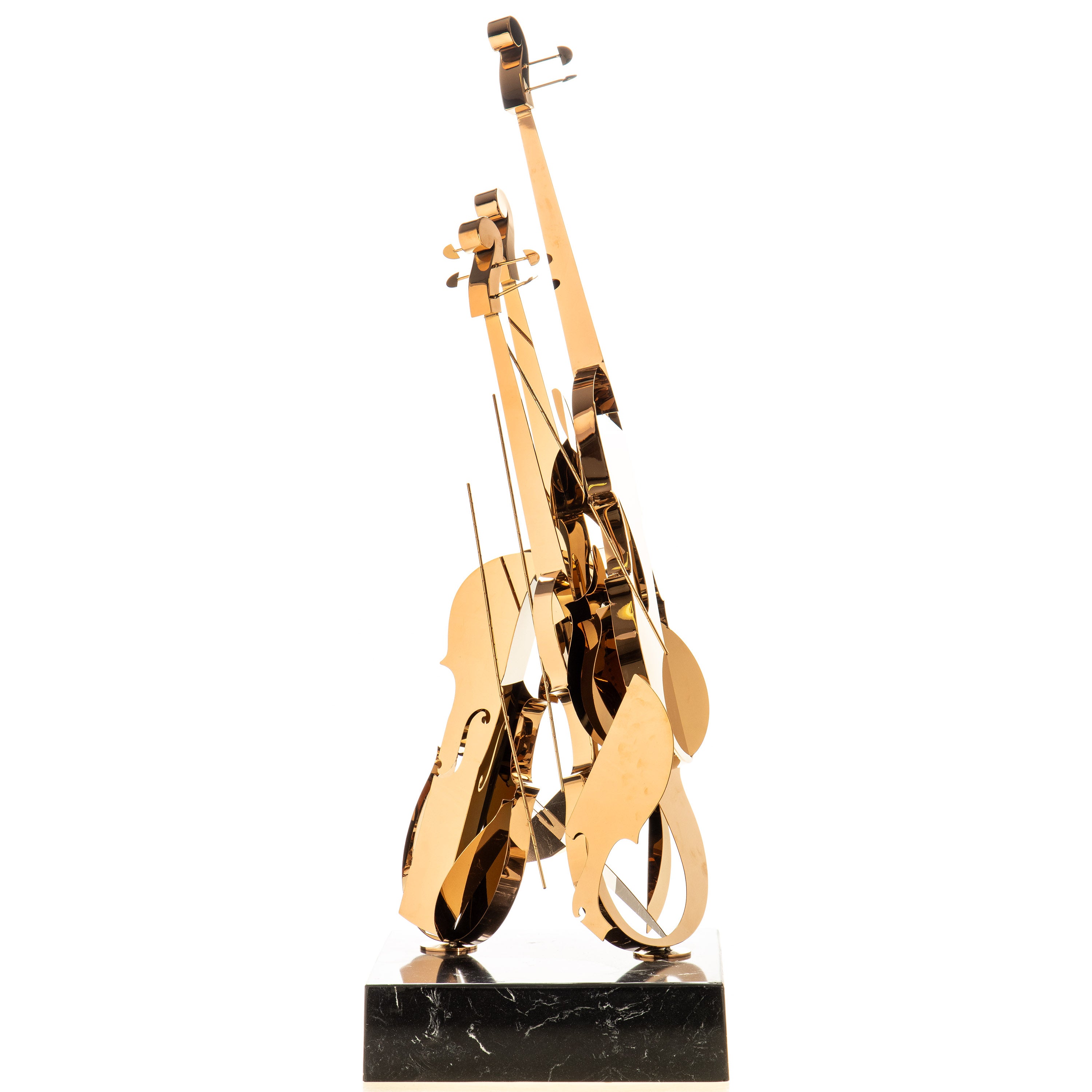 Violin Stainless Steel Sculpture, Rose Gold Chrome – Modern Art