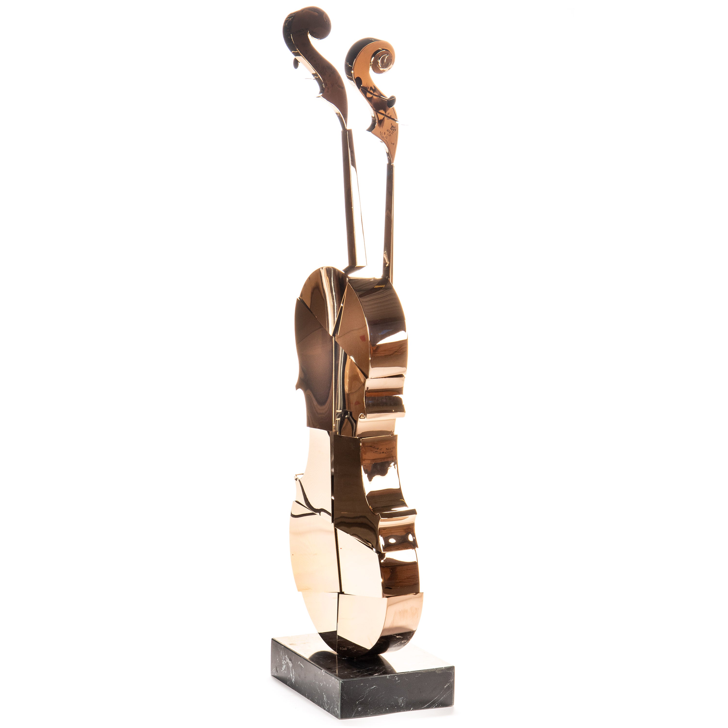 Violin Stainless Steel Sculpture, Rose Gold Chrome – Large Modern Art
