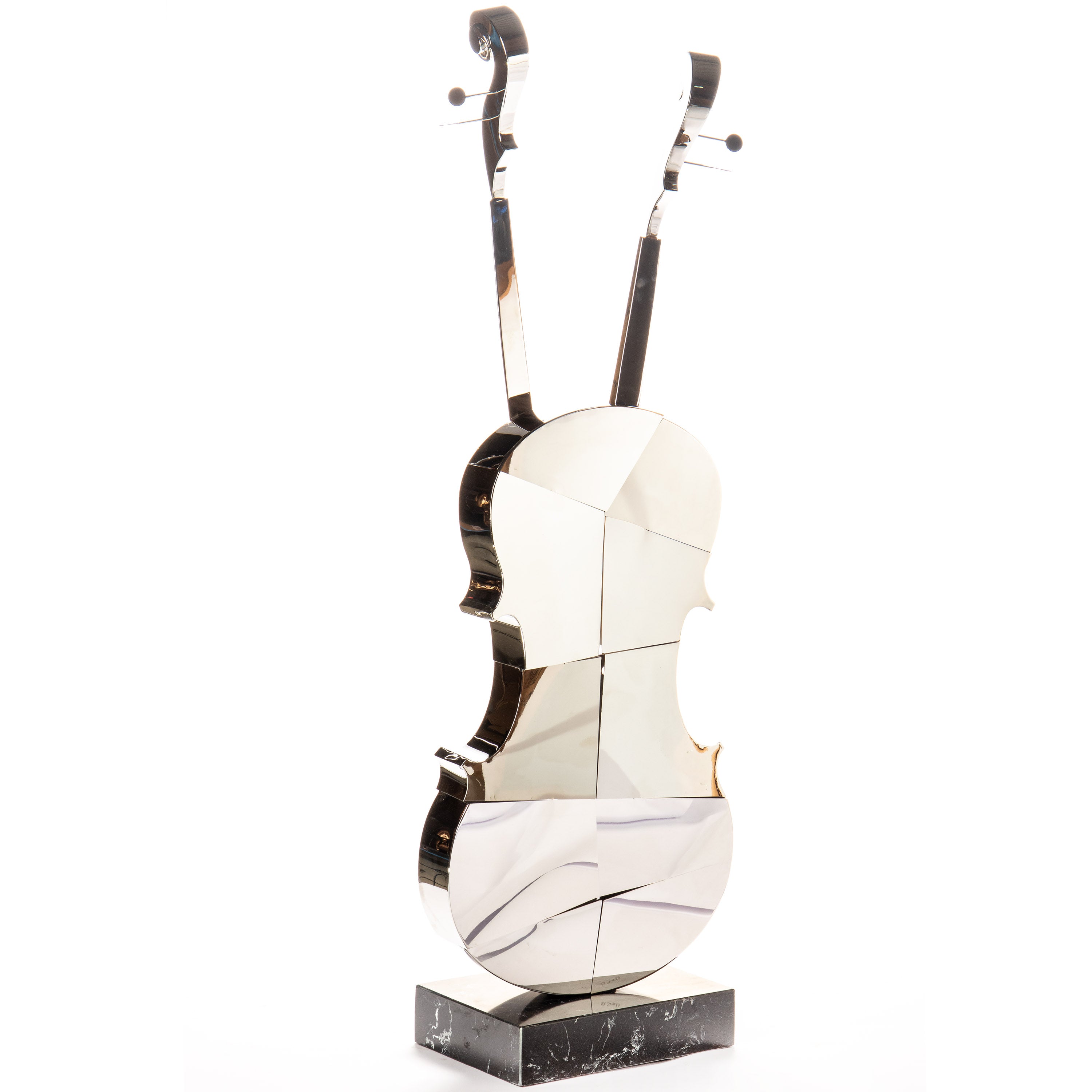 Violin Stainless Steel Sculpture, Chrome Silver – Large Modern Art