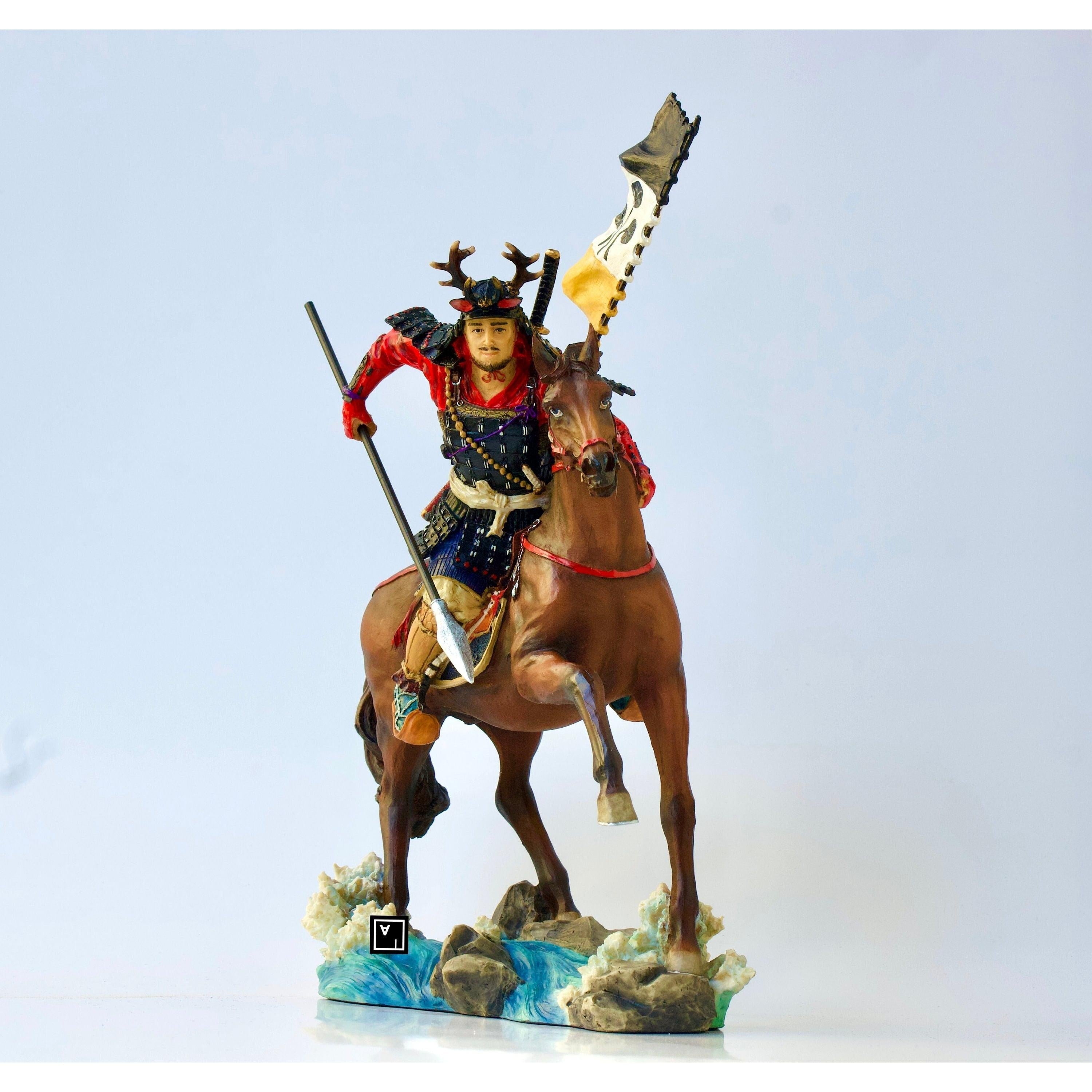 Samurai horse rider with Spear | Animal Sculptures | Home Decor