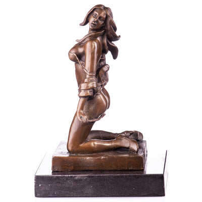 Sensual Kneeling Woman Bronze Erotic Art Sculpture, Figurines & Statue