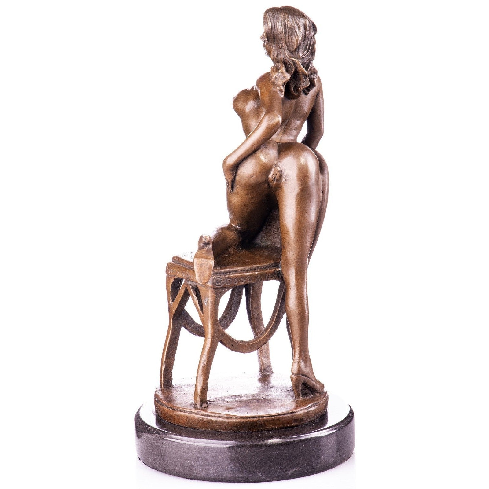 Sensual Woman on Chair Bronze Art Sculpture | Figurines & Statues